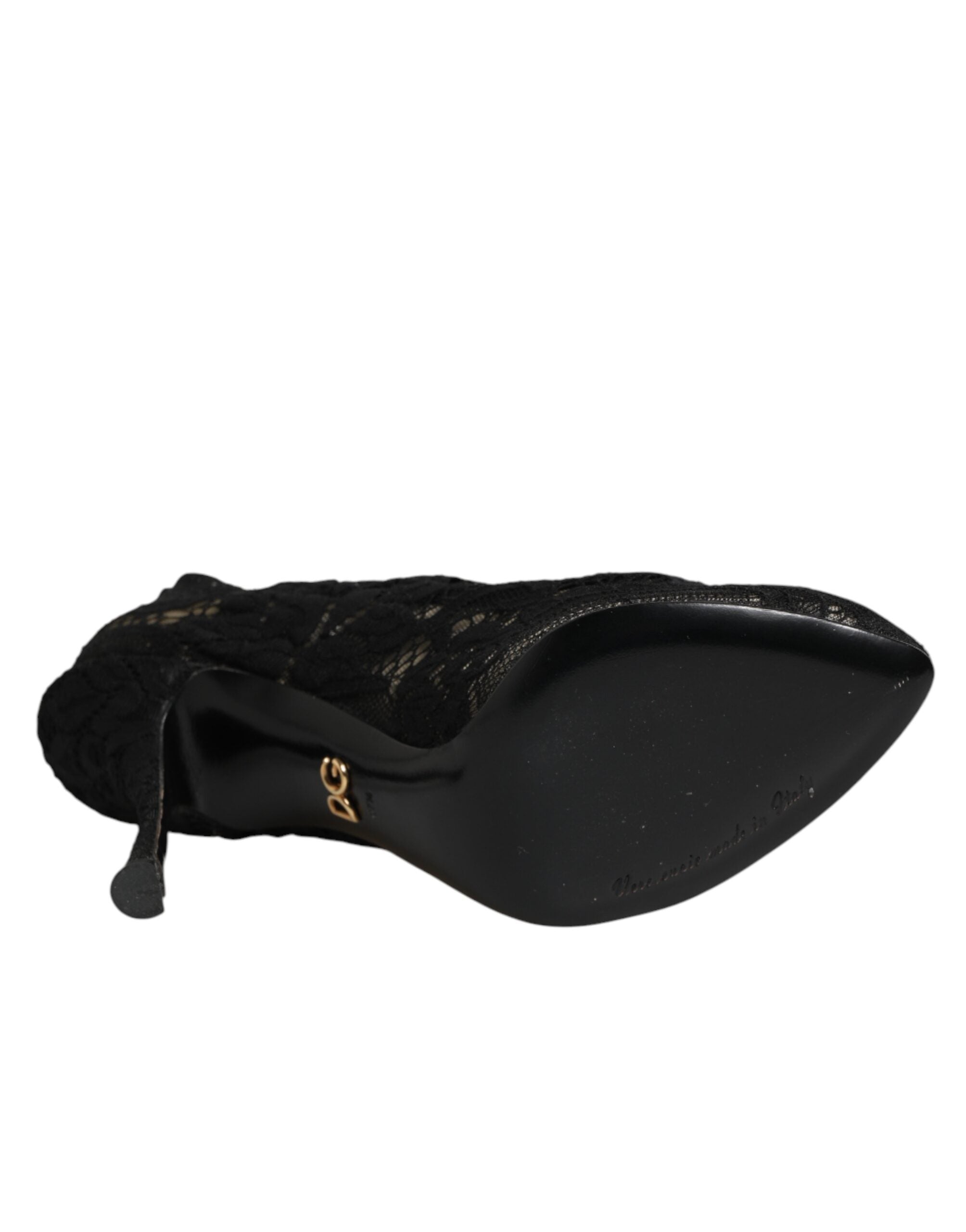 Dolce & Gabbana Black Taormina lace-up boots with sock-like texture-8