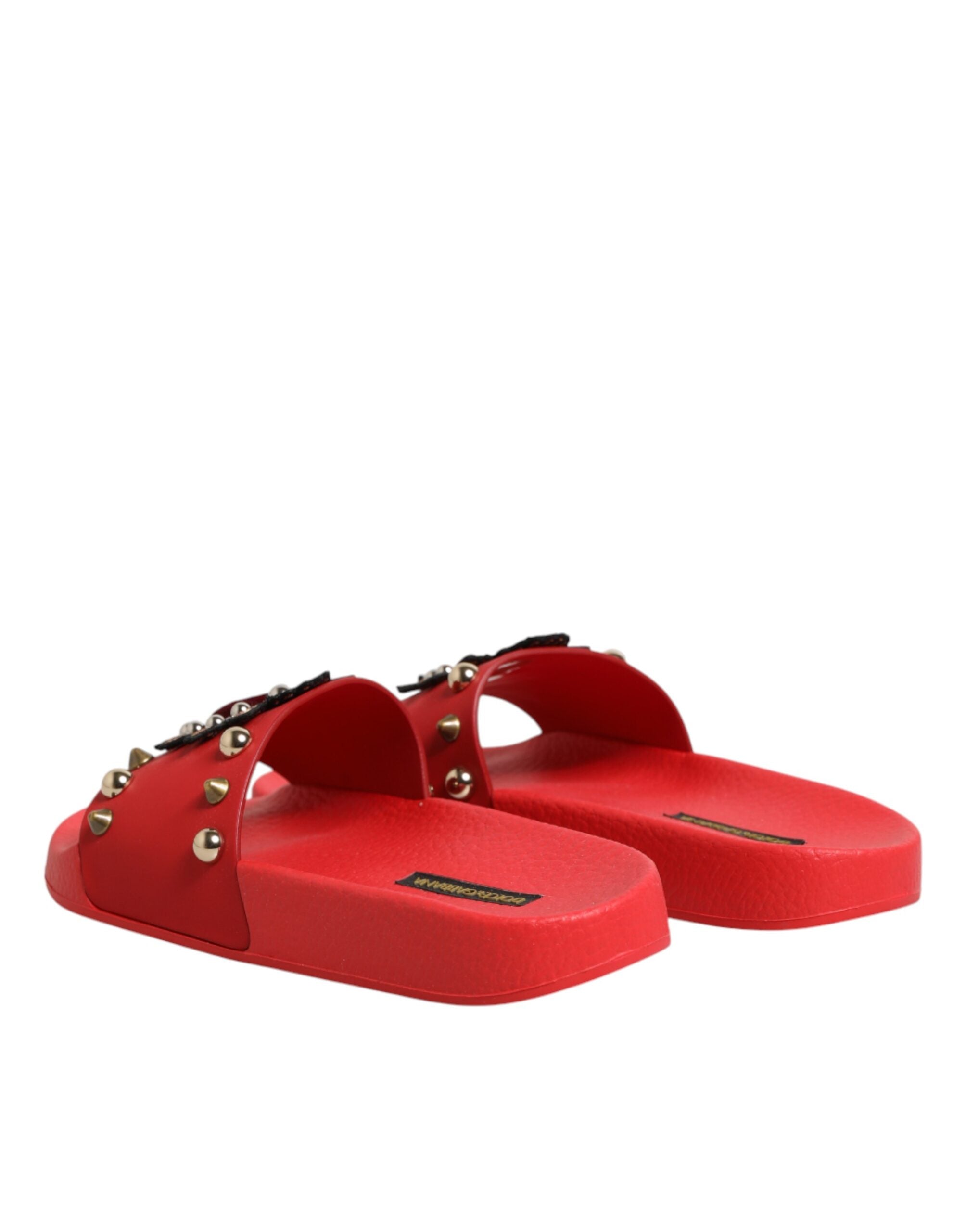 Dolce & Gabbana red slides with heart appliqué, beach shoes-6