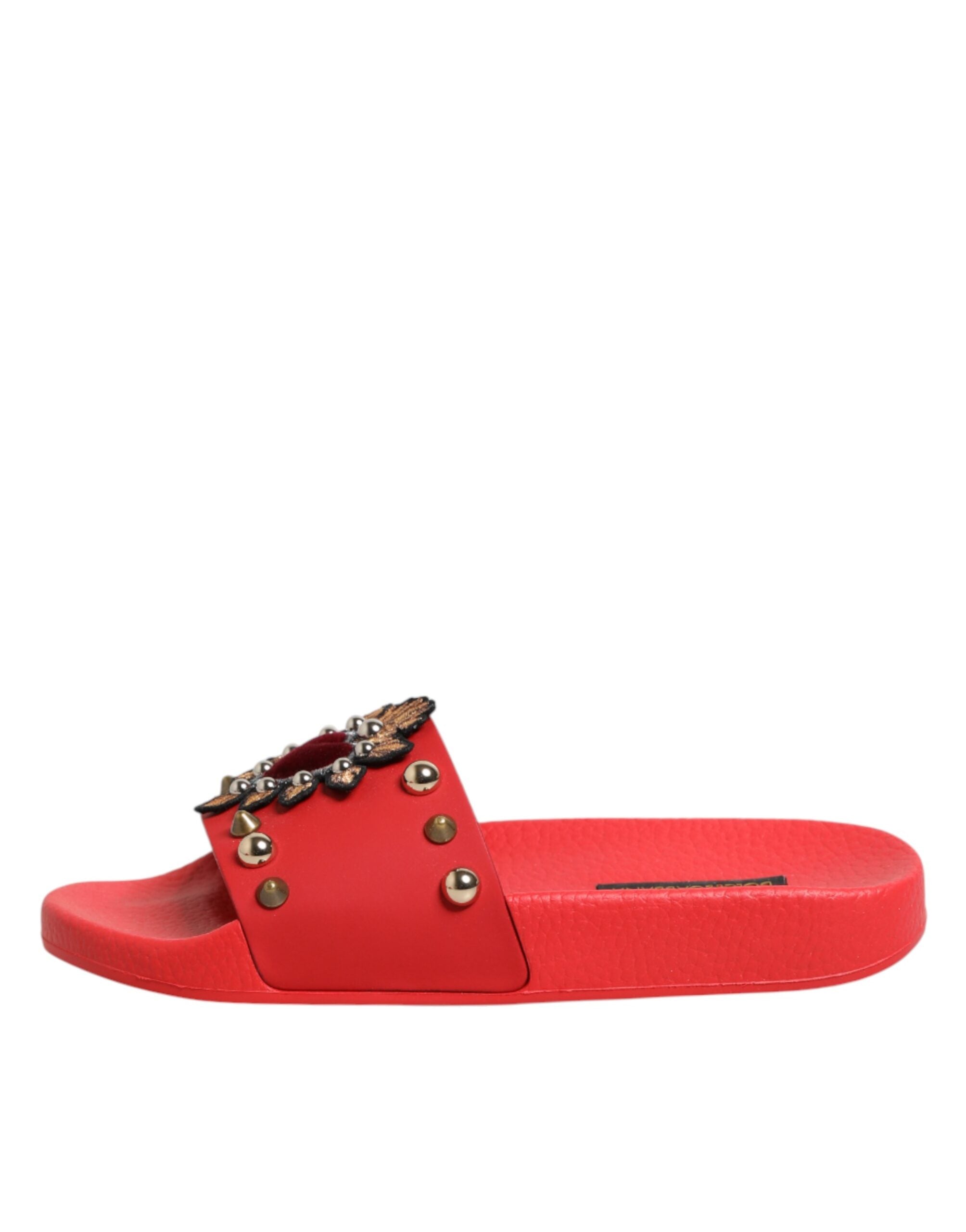 Dolce & Gabbana red slides with heart appliqué, beach shoes-7