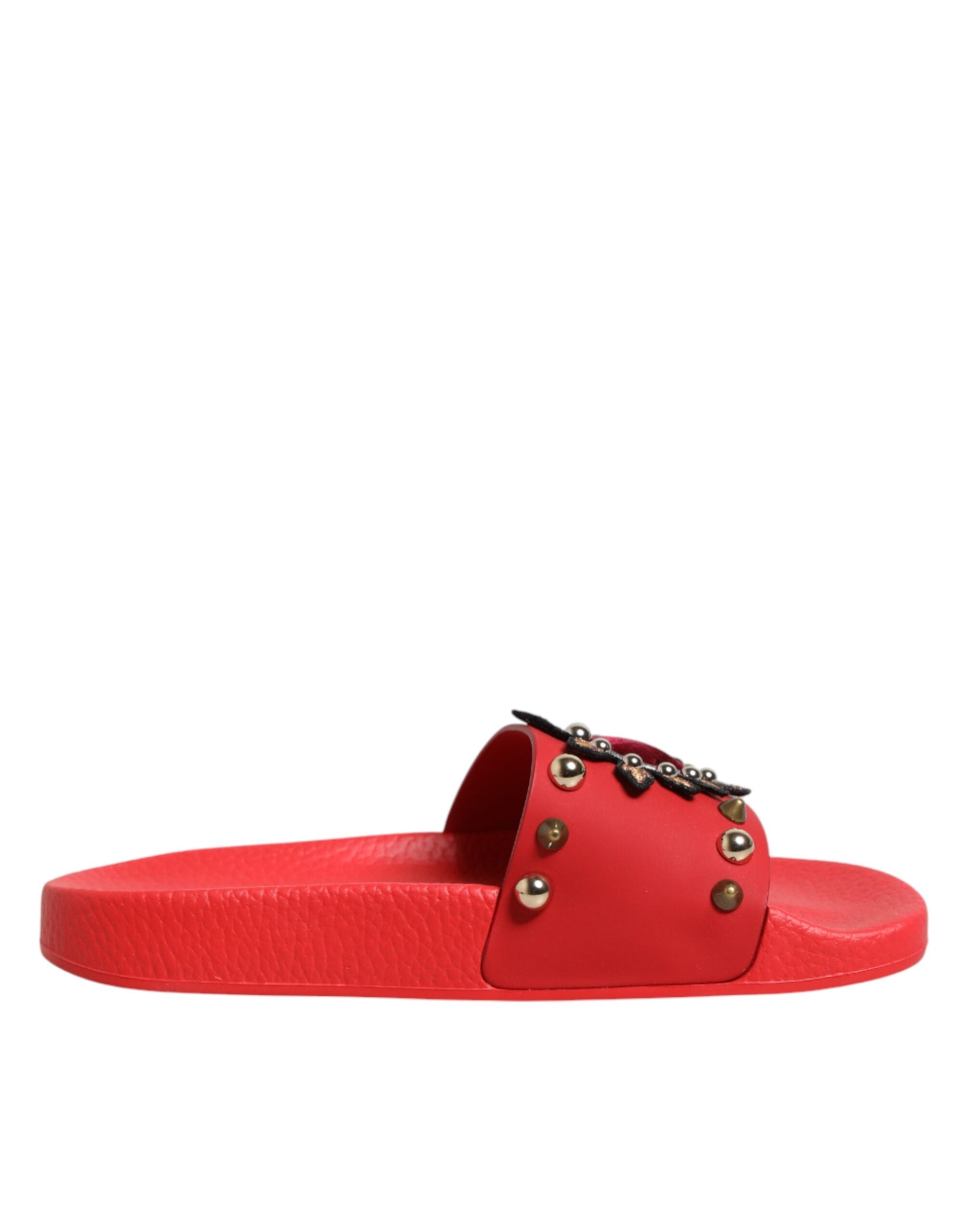 Dolce & Gabbana red slides with heart appliqué, beach shoes-1
