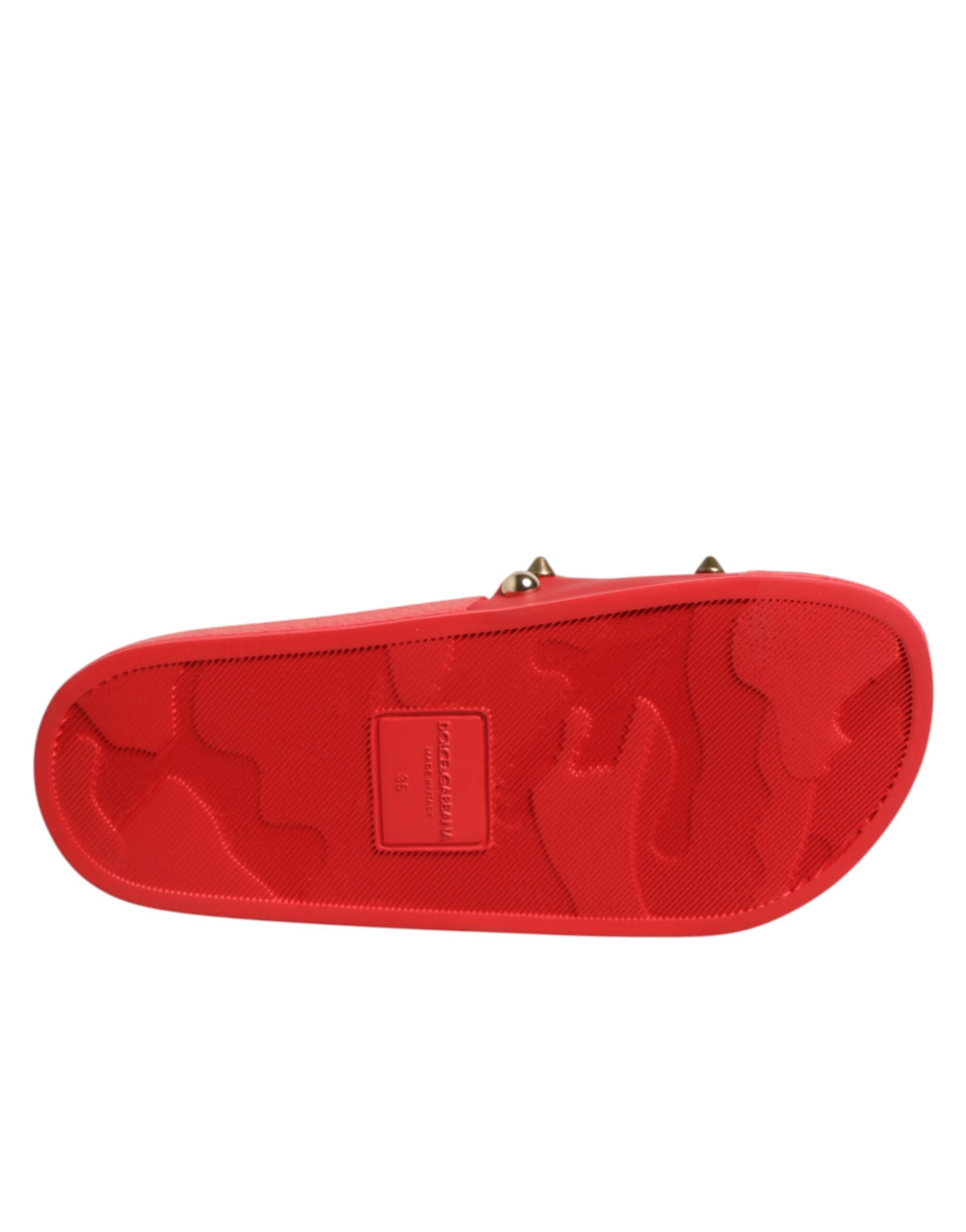 Dolce & Gabbana red slides with heart appliqué, beach shoes-8