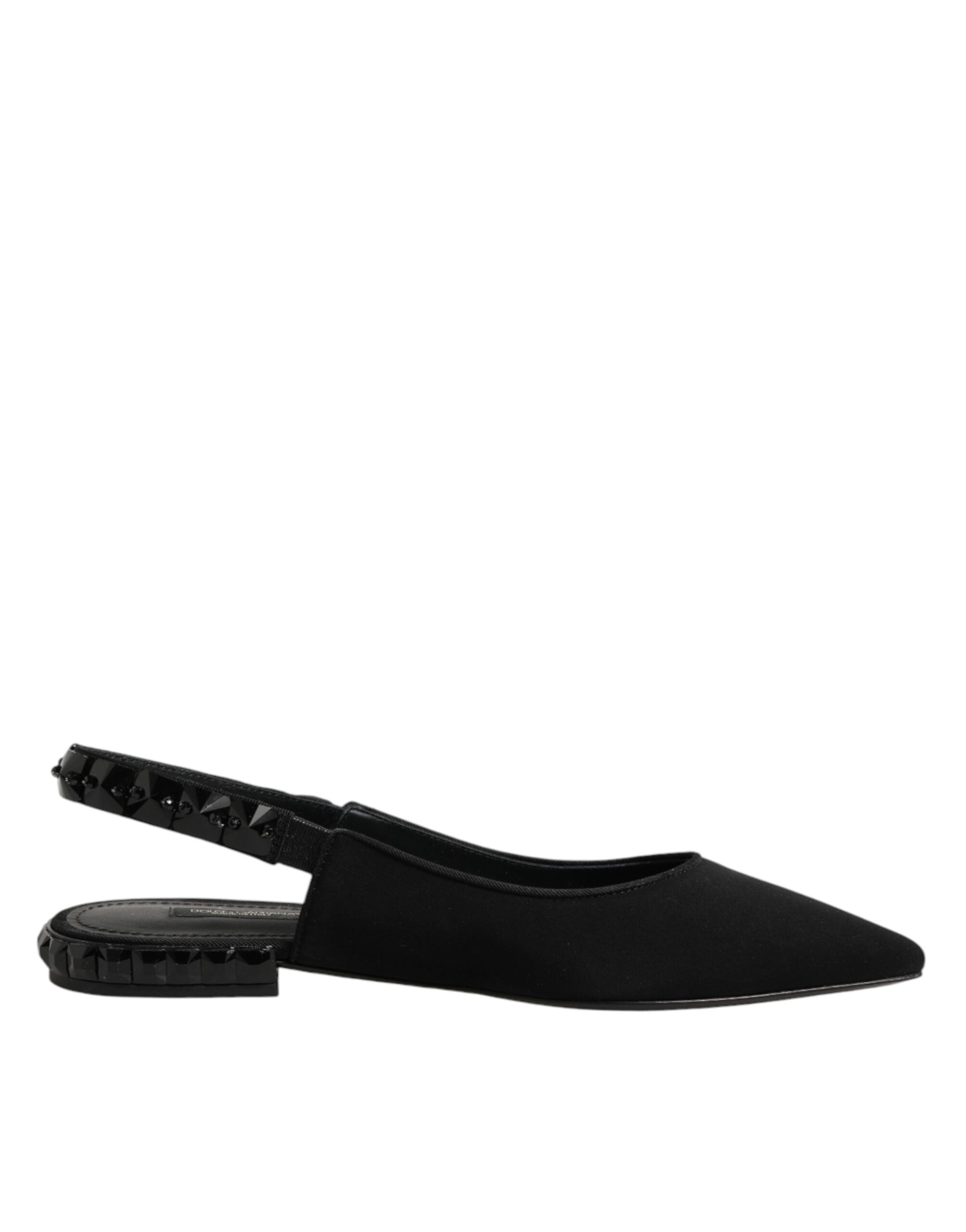 Dolce & Gabbana Schwarze Slingback-Schuhe aus Charmeuse mit Kristallen-2