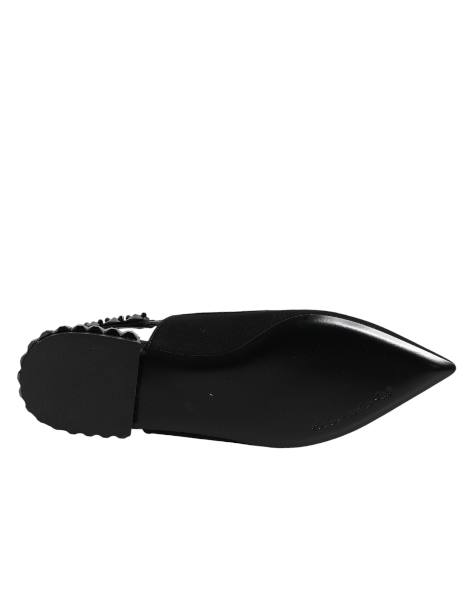 Dolce & Gabbana Schwarze Slingback-Schuhe aus Charmeuse mit Kristallen-8