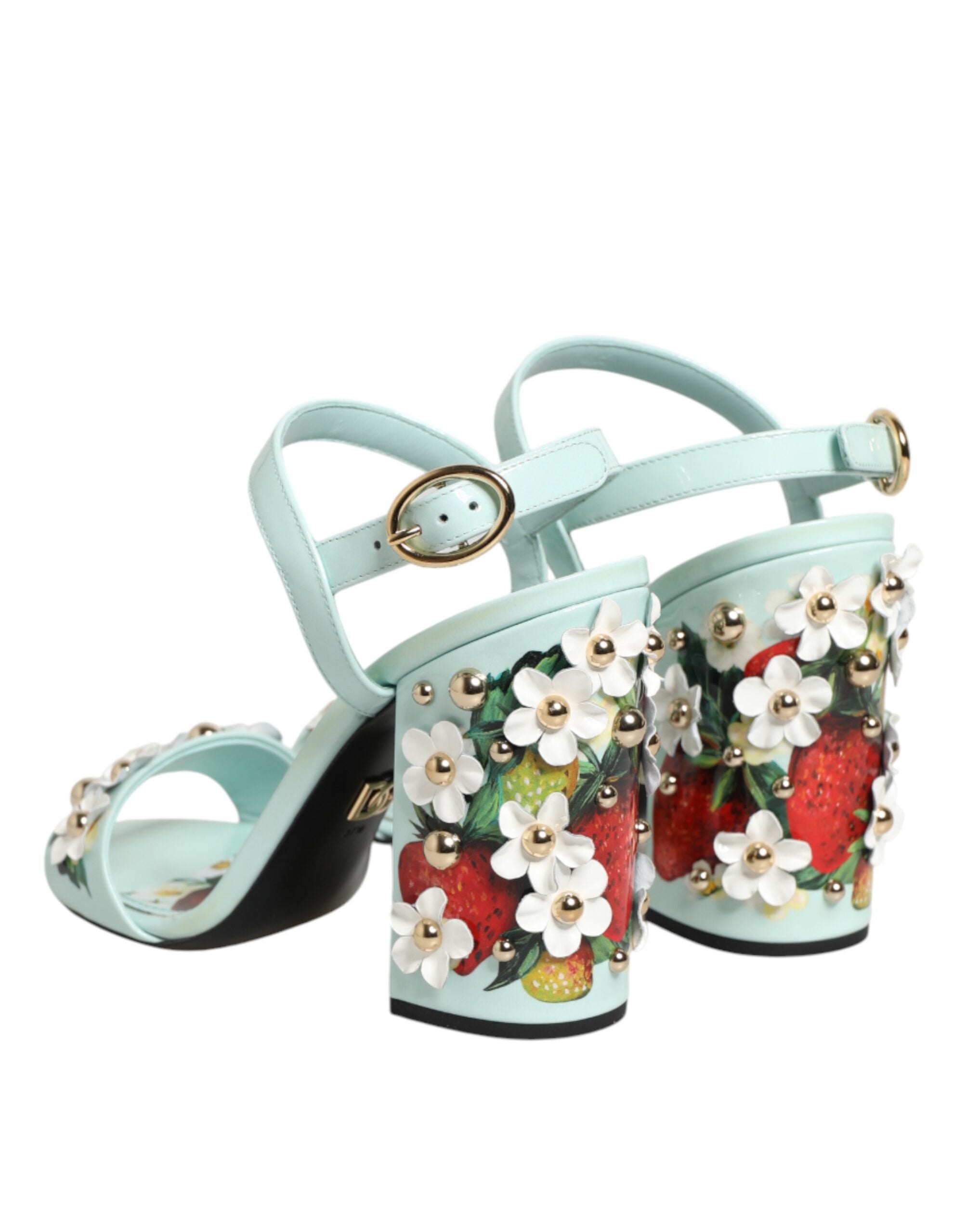 Sandalias verde menta con tachuelas florales de Dolce & Gabbana-6