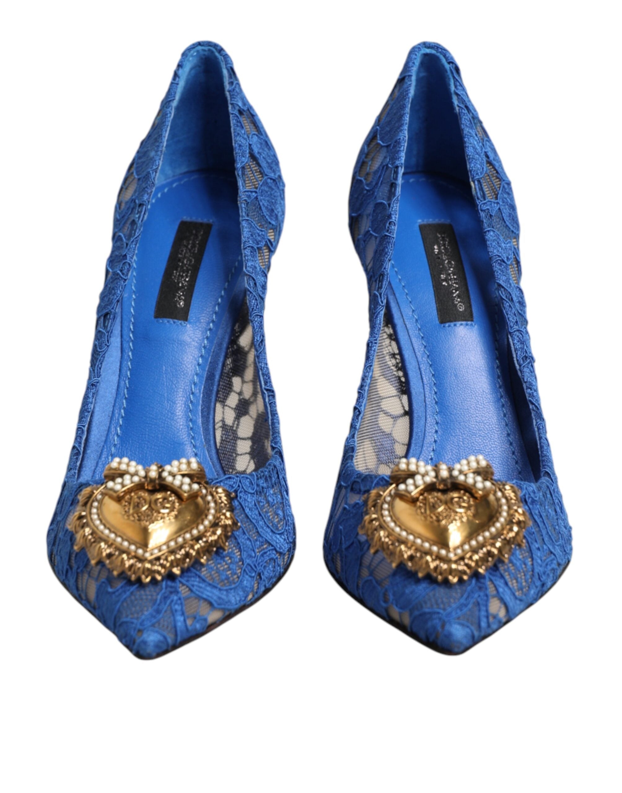 Dolce & Gabbana Taormina lace DEVOTION pumps in blue-3