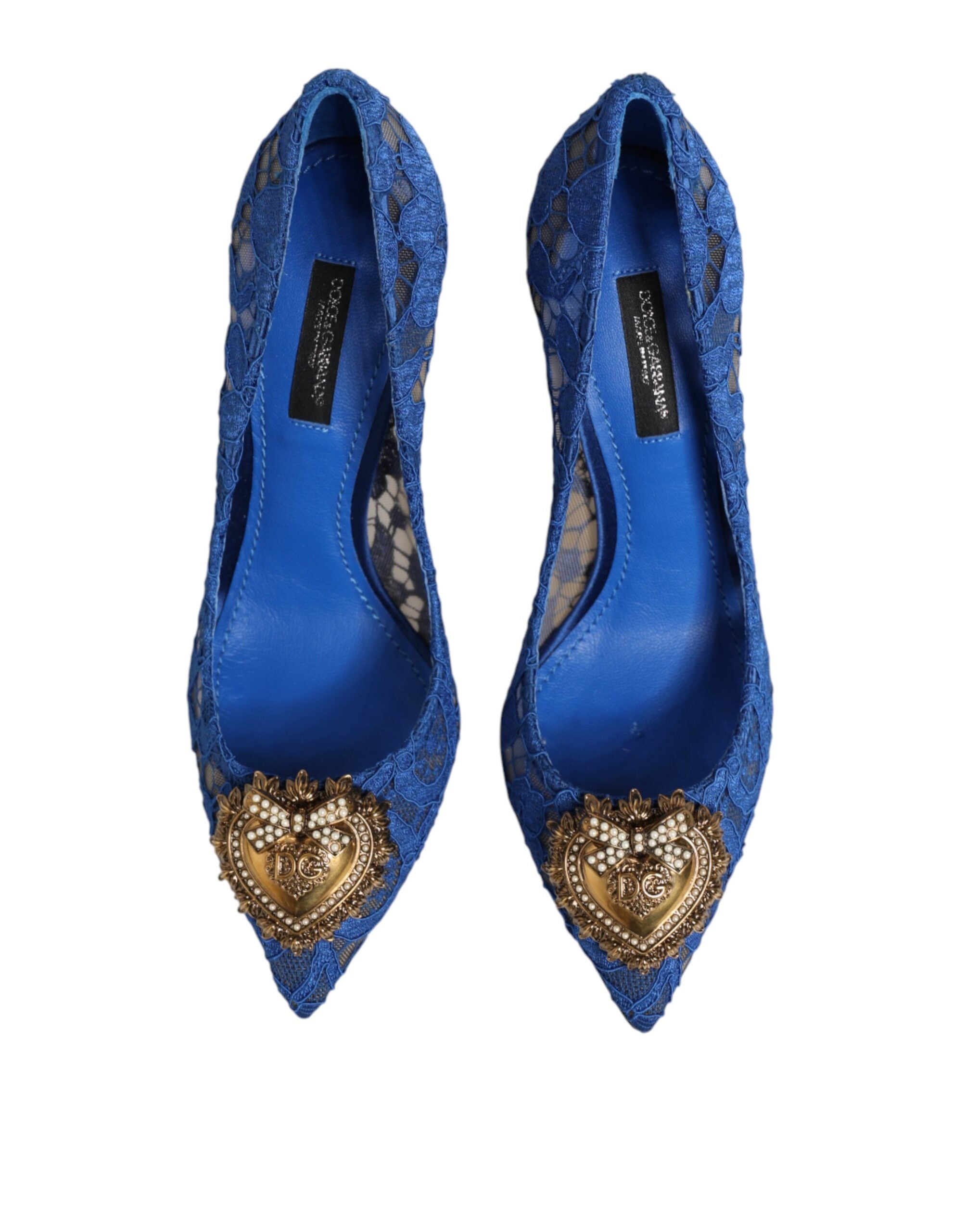 Dolce & Gabbana Taormina lace DEVOTION pumps in blue-4