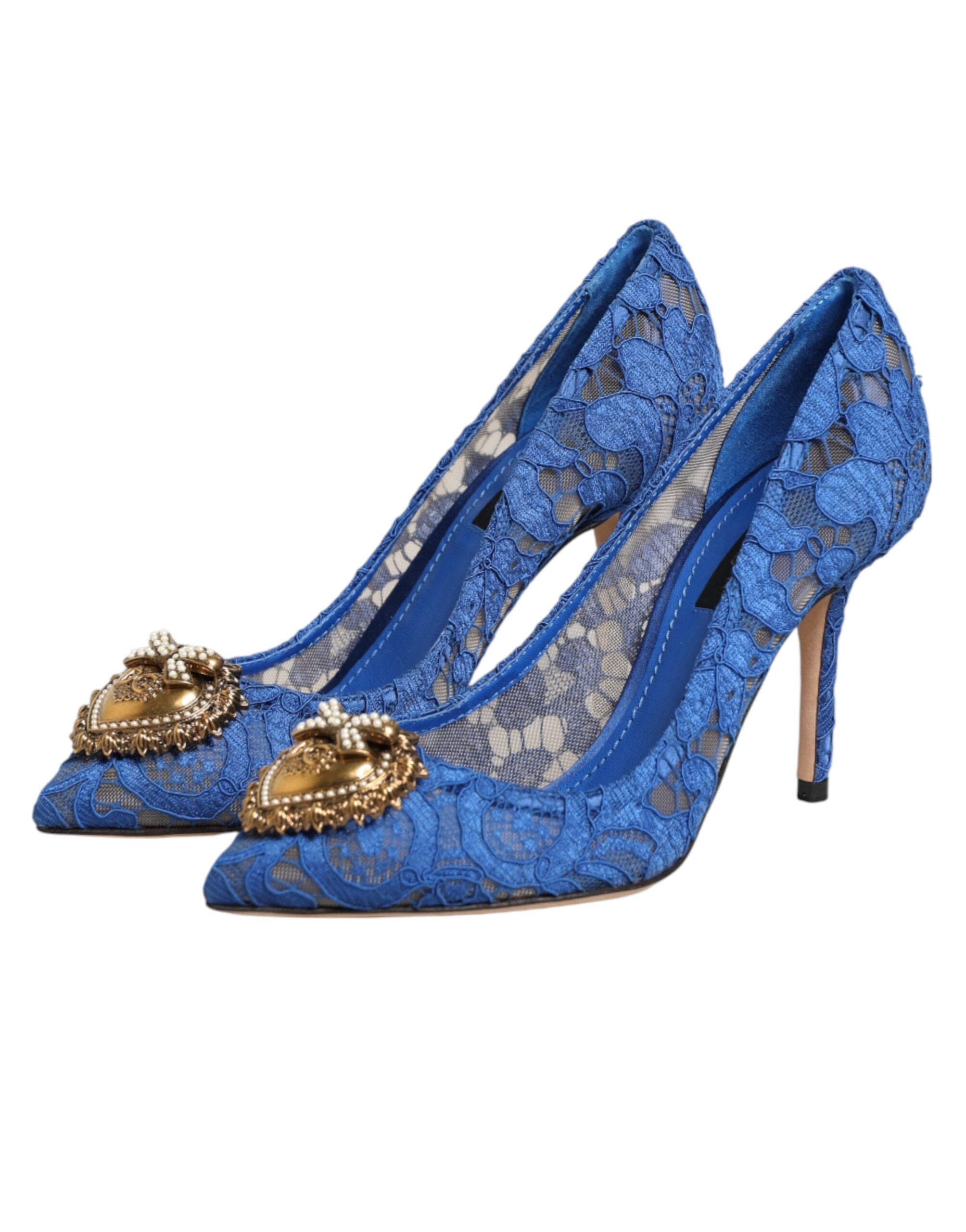 Dolce & Gabbana Taormina lace DEVOTION pumps in blue-5