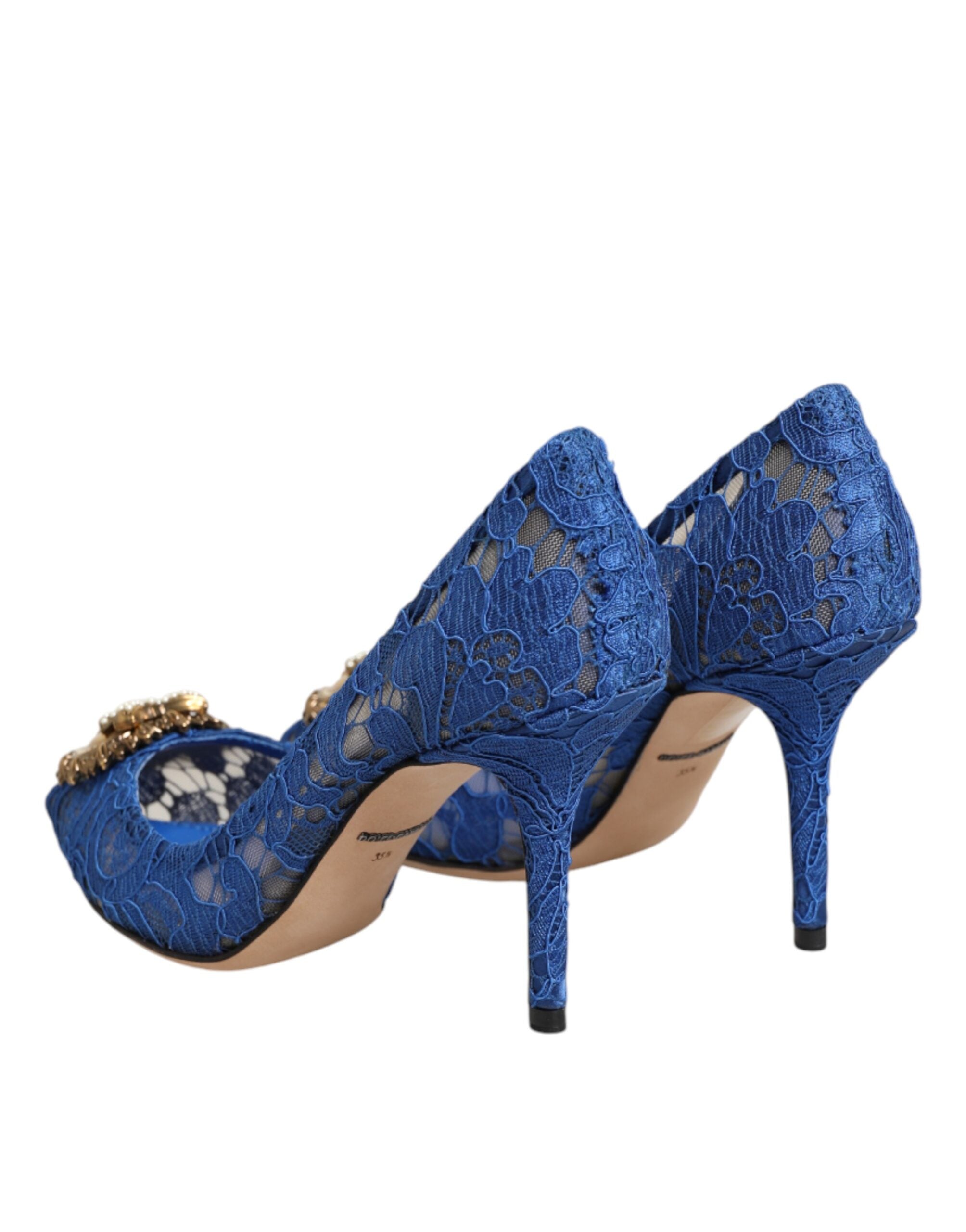 Dolce & Gabbana Taormina lace DEVOTION pumps in blue-6