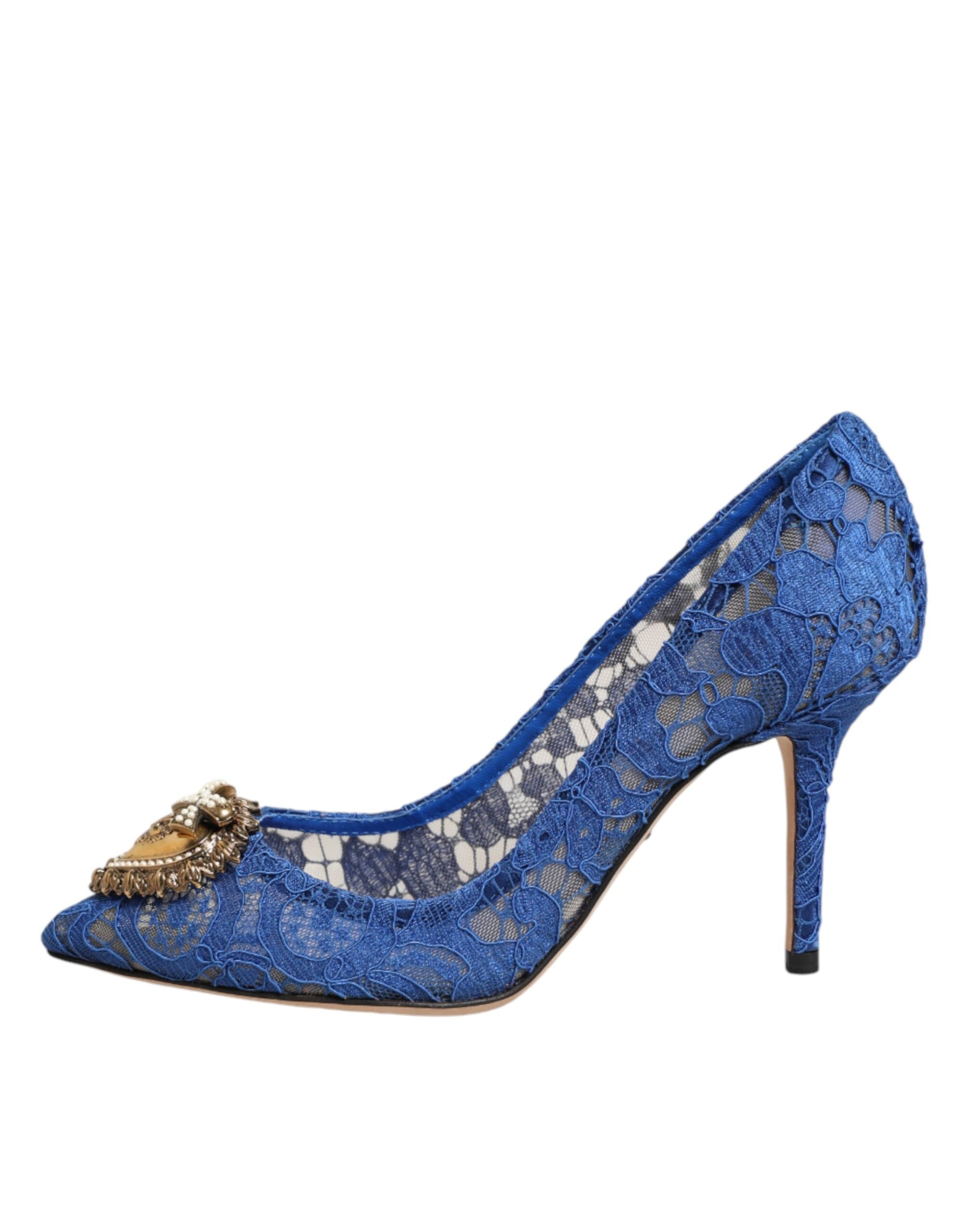 Dolce & Gabbana Taormina lace DEVOTION pumps in blue-7