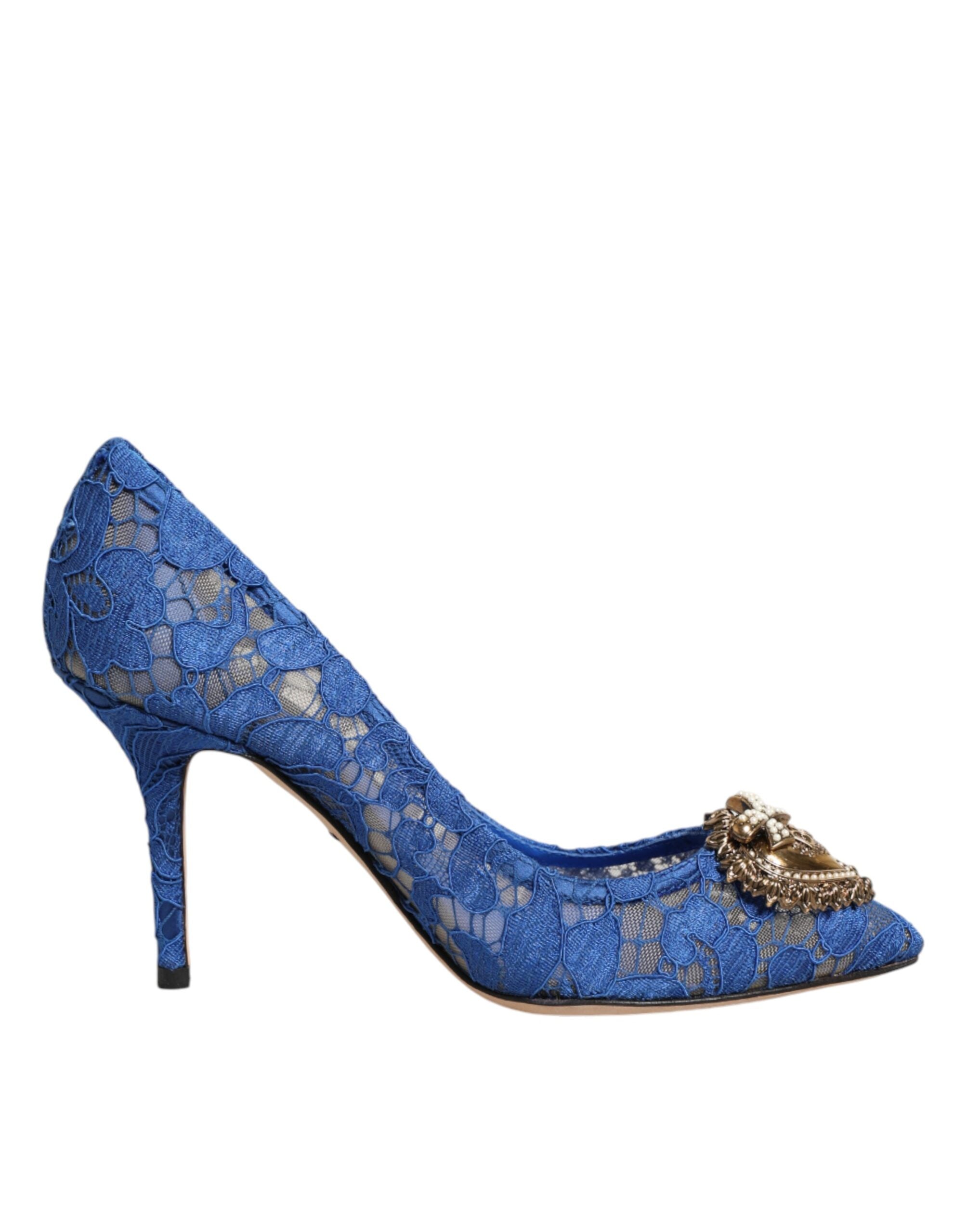 Dolce & Gabbana Taormina lace DEVOTION pumps in blue-1