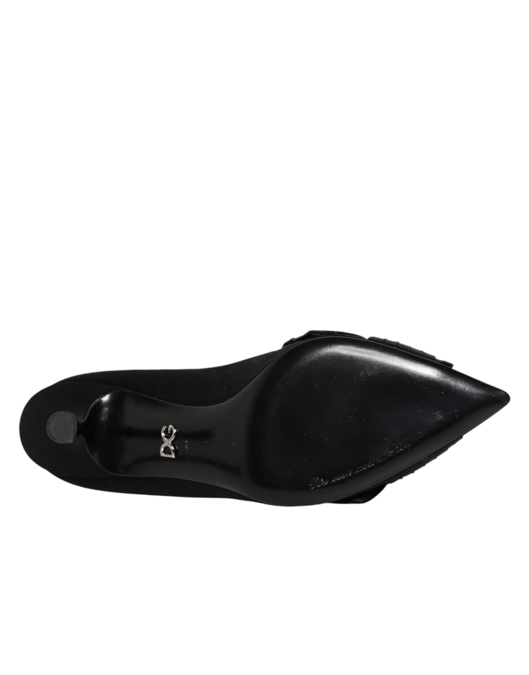 Dolce & Gabbana Black Satin Pumps with Crystal Bow-8