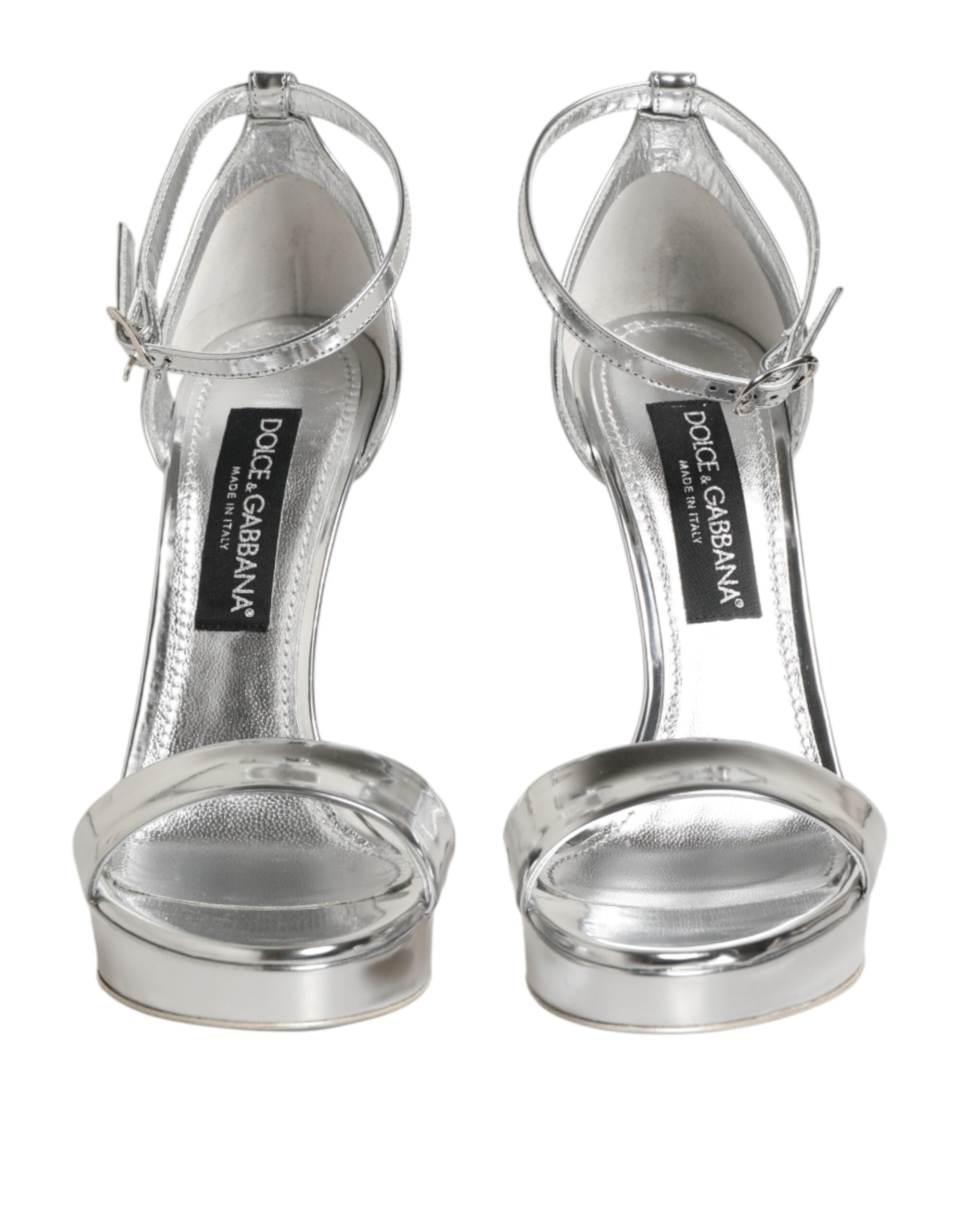 Dolce & Gabbana Silver Leather Platform Sandals Keira-3