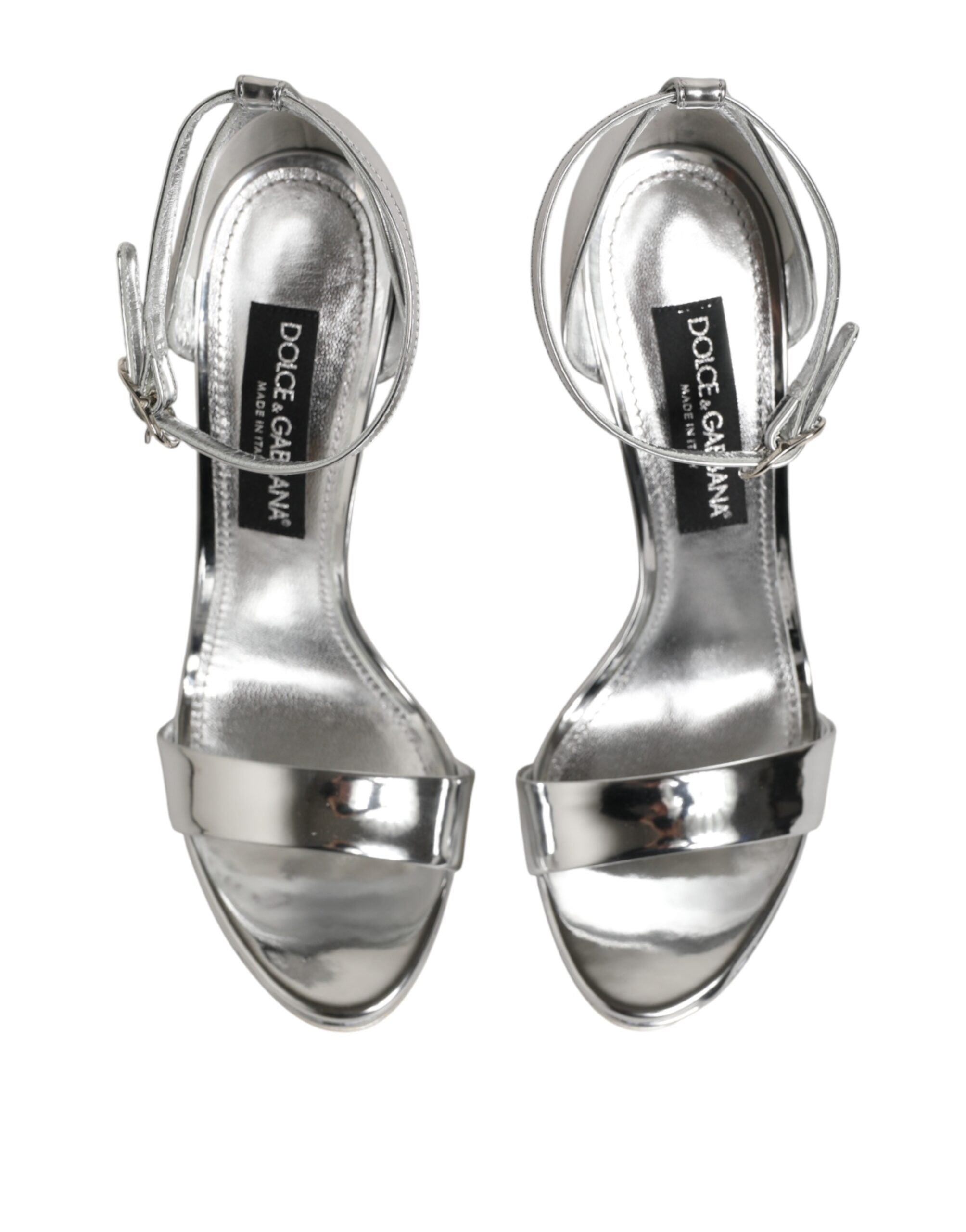 Dolce & Gabbana Silver Leather Platform Sandals Keira-4