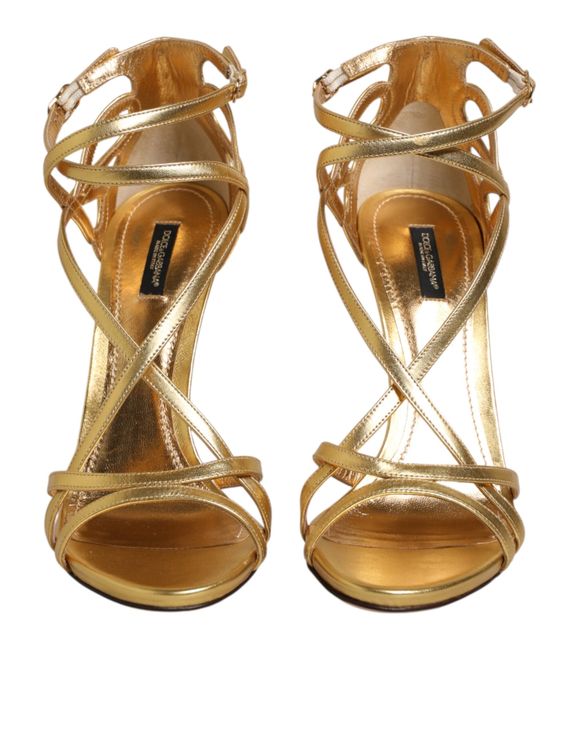 Dolce & Gabbana Gold Leather Keira Sandals-3