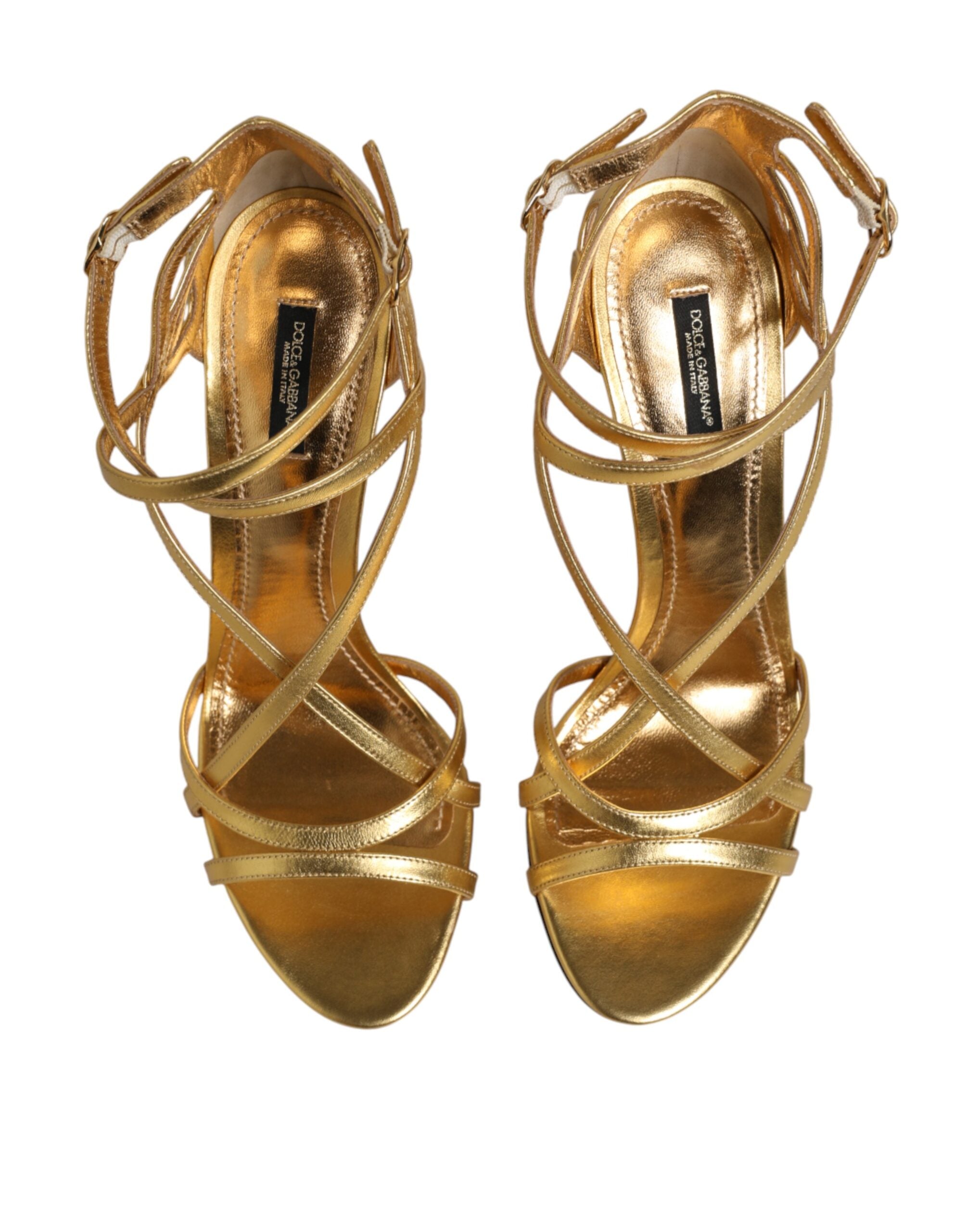 Dolce & Gabbana Gold Leather Keira Sandals-4
