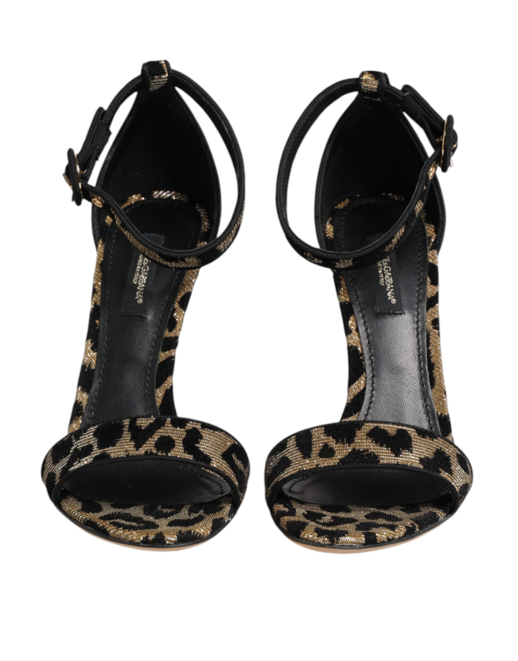 Dolce & Gabbana gold leopard print ankle strap sandals-3