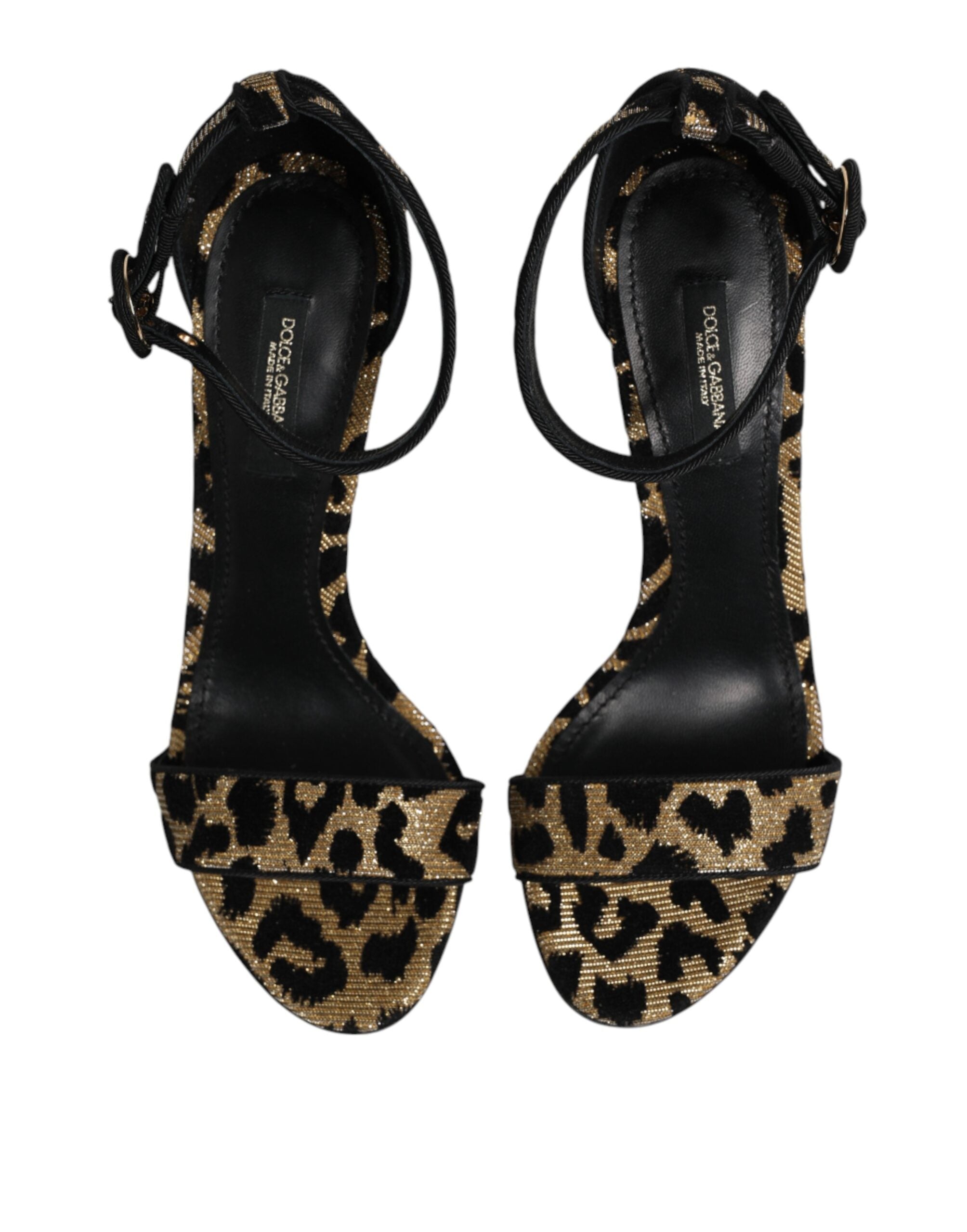Dolce & Gabbana gold leopard print ankle strap sandals-4