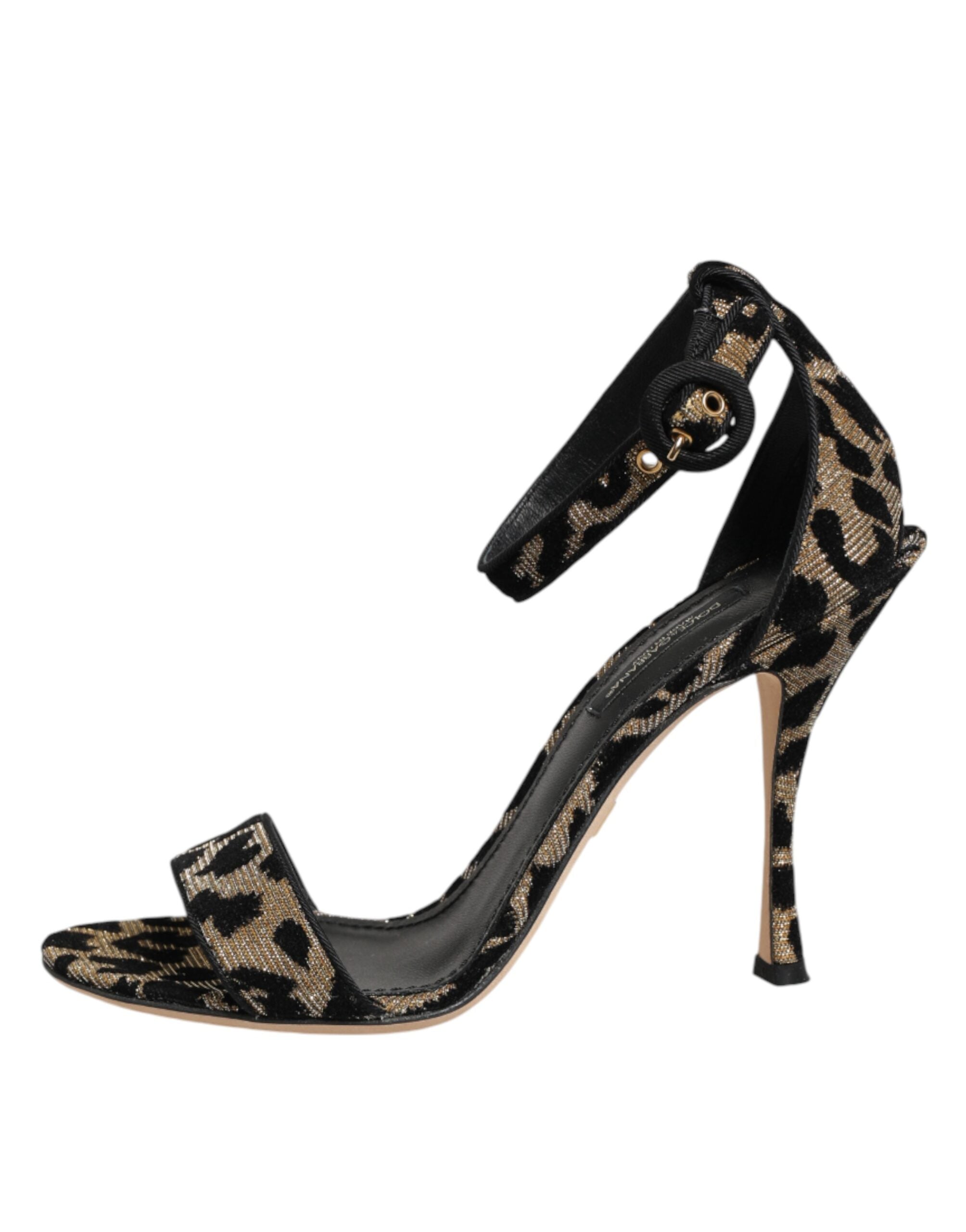 Dolce & Gabbana gold leopard print ankle strap sandals-7