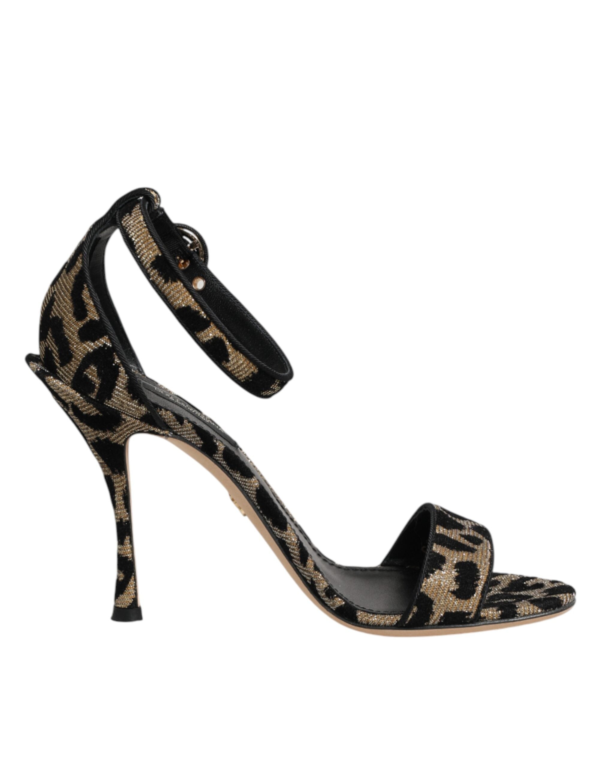 Dolce & Gabbana gold leopard print ankle strap sandals-2