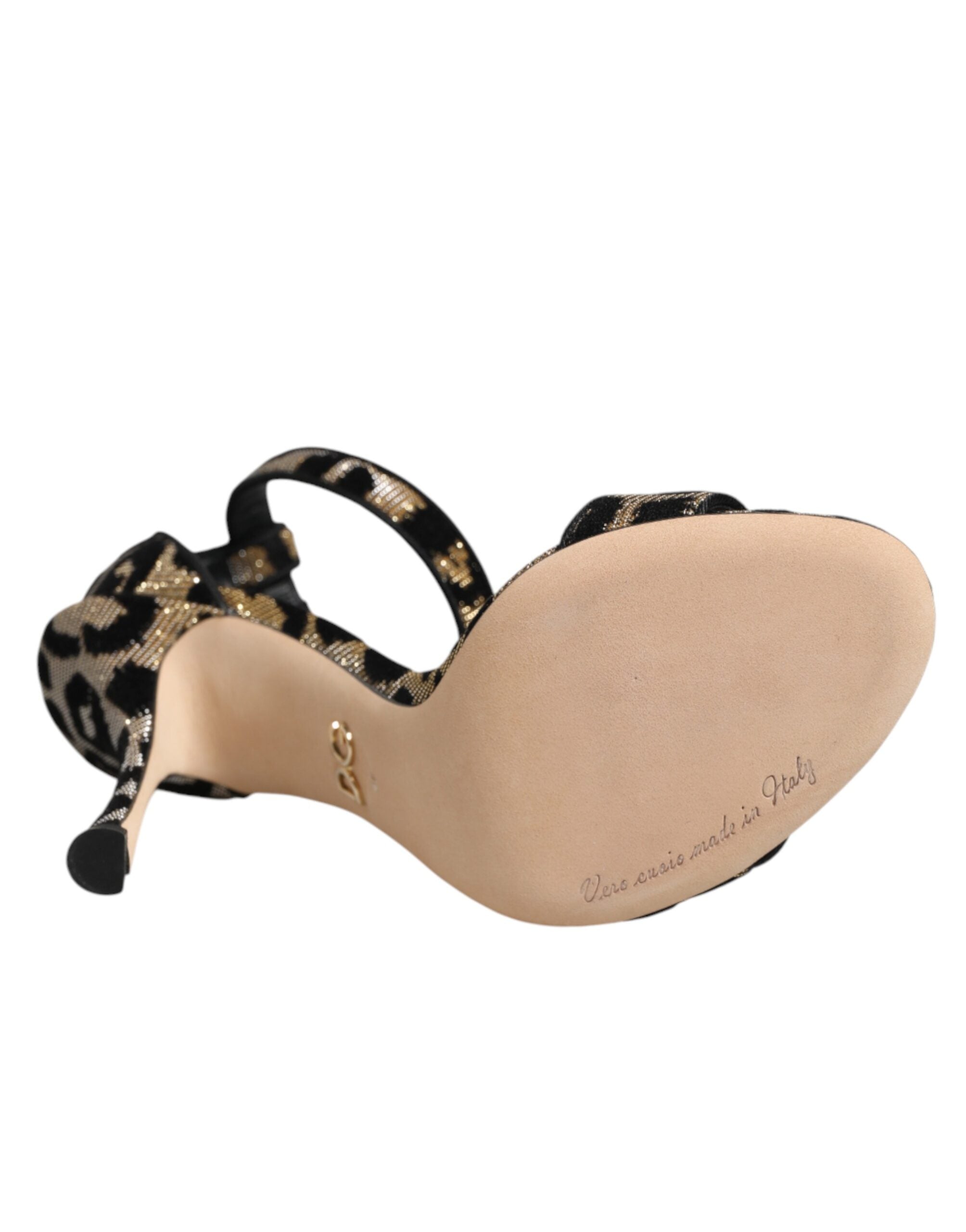 Dolce & Gabbana gold leopard print ankle strap sandals-8