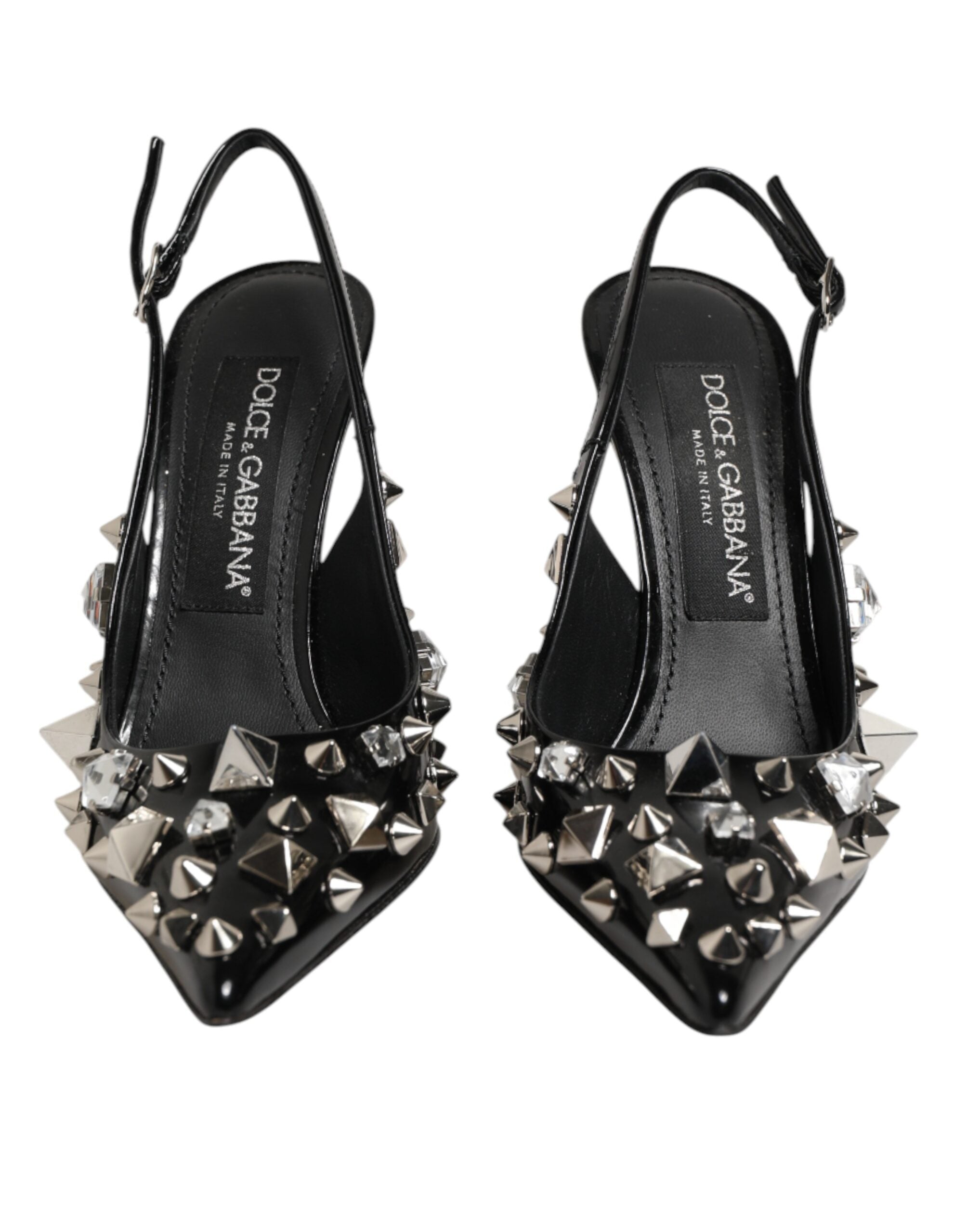 Dolce & Gabbana black slingback pumps with studs and leather-3