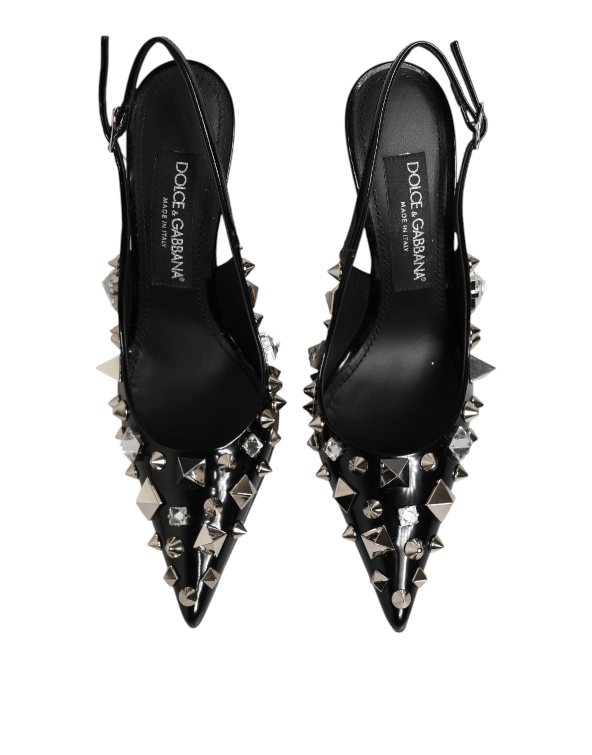Dolce & Gabbana black slingback pumps with studs and leather-4