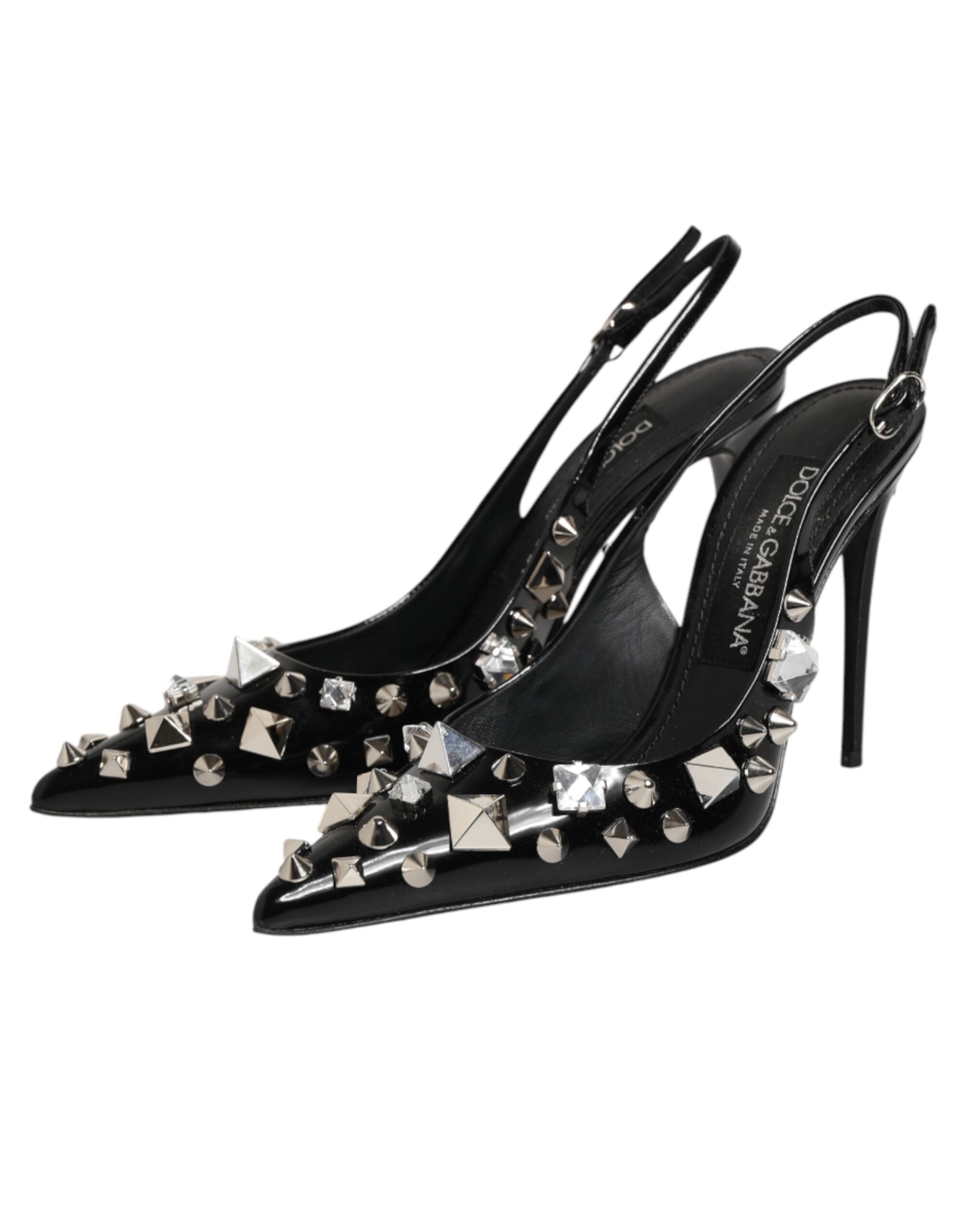 Dolce & Gabbana black slingback pumps with studs and leather-5