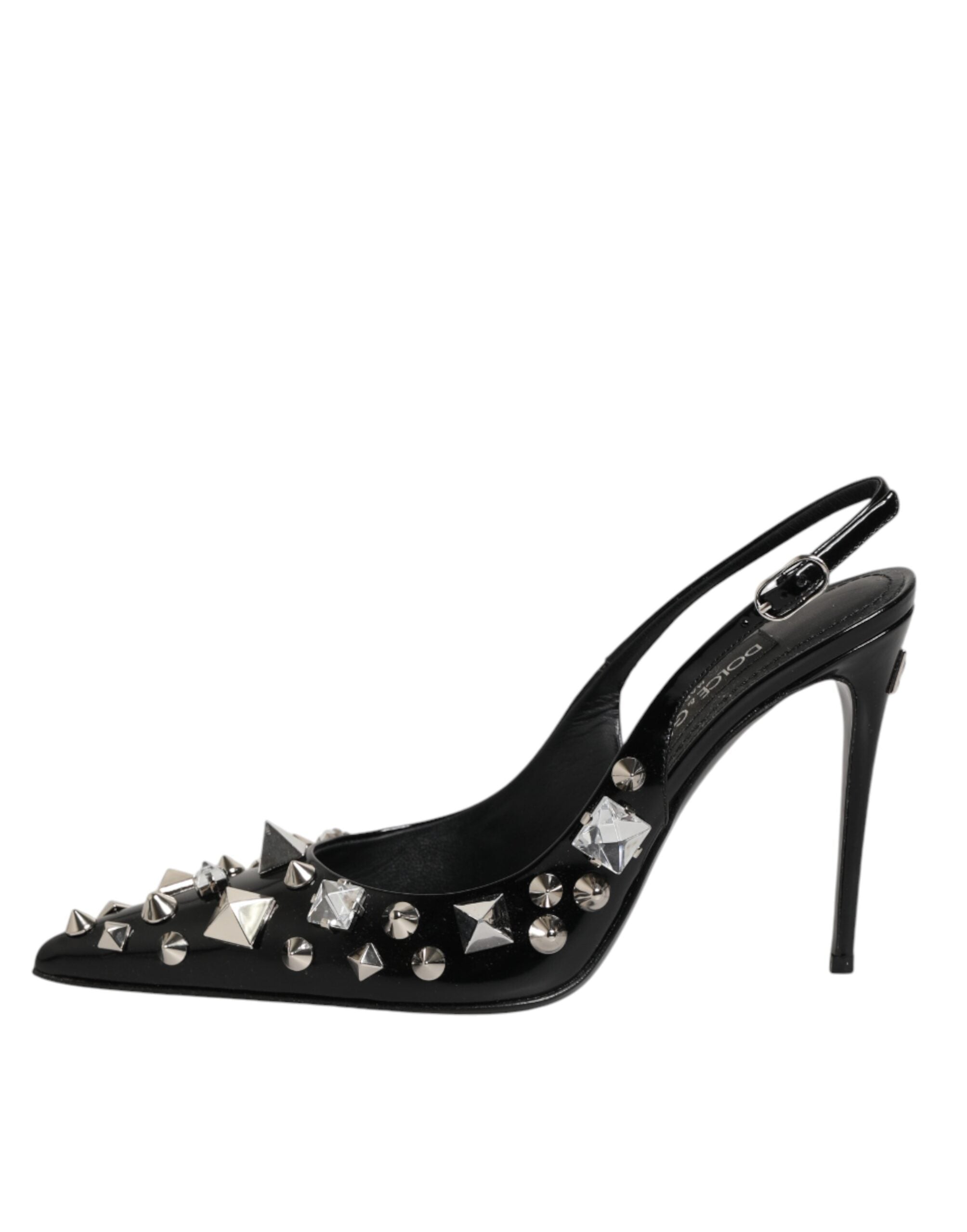 Dolce & Gabbana black slingback pumps with studs and leather-7
