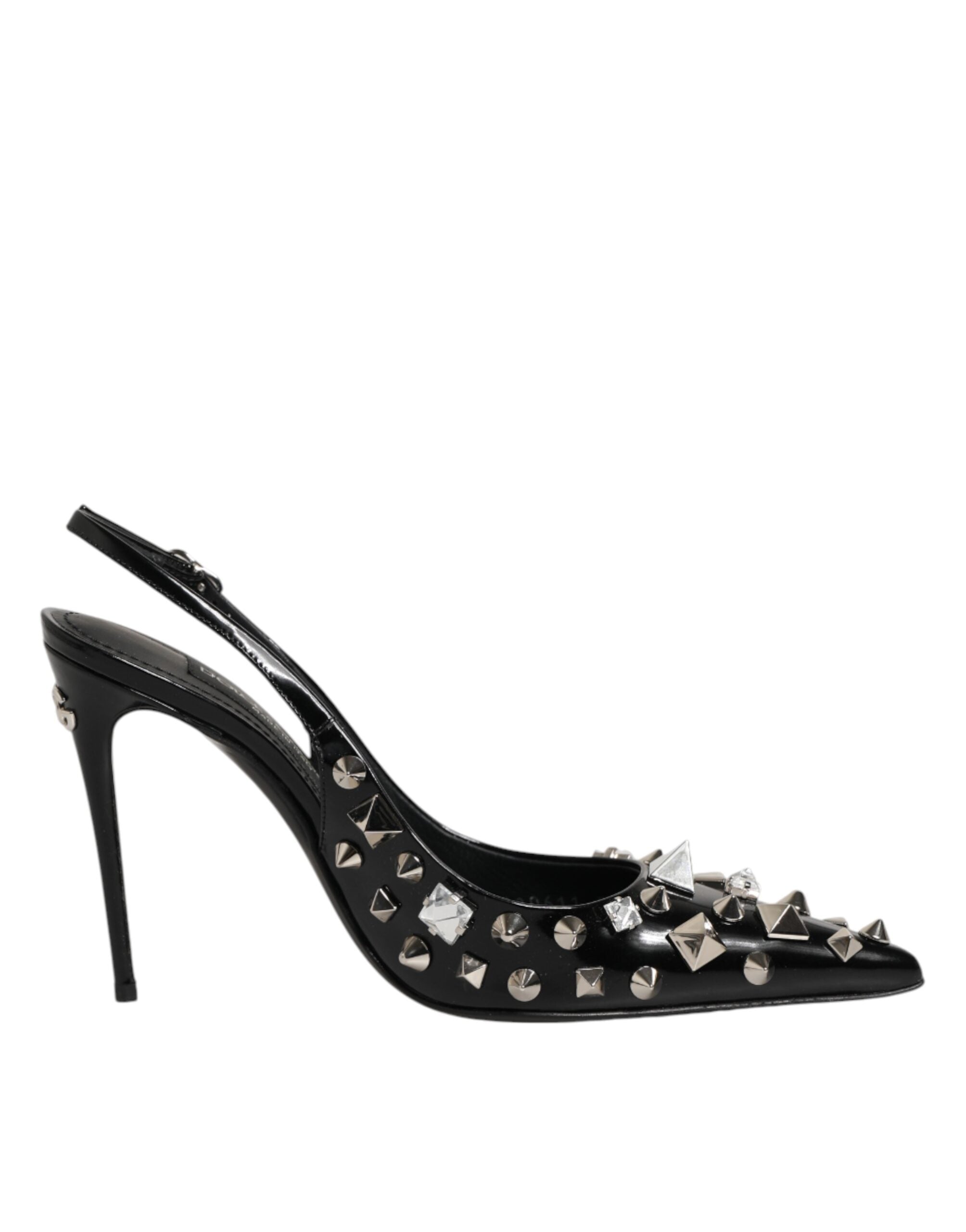 Dolce & Gabbana black slingback pumps with studs and leather-1