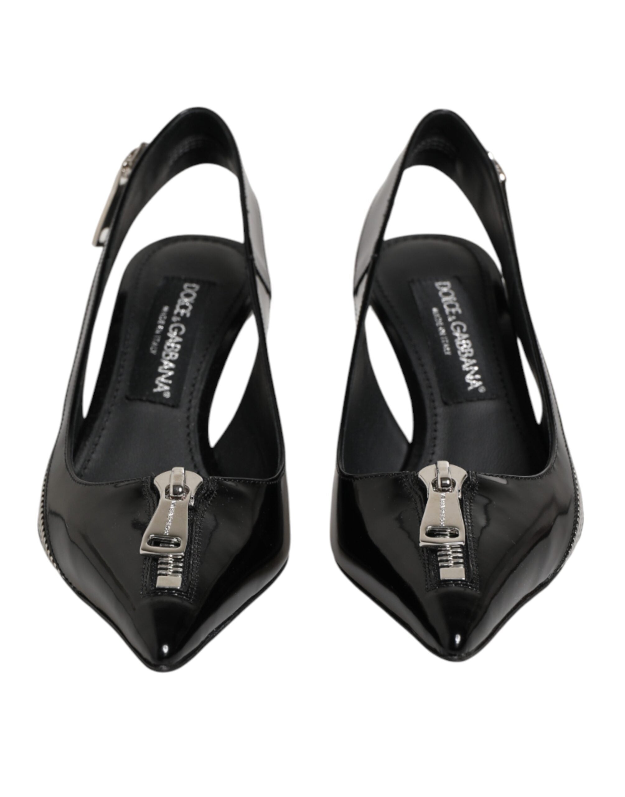 Zapatos de salón destalonados de piel negra con cremallera de Dolce & Gabbana-3
