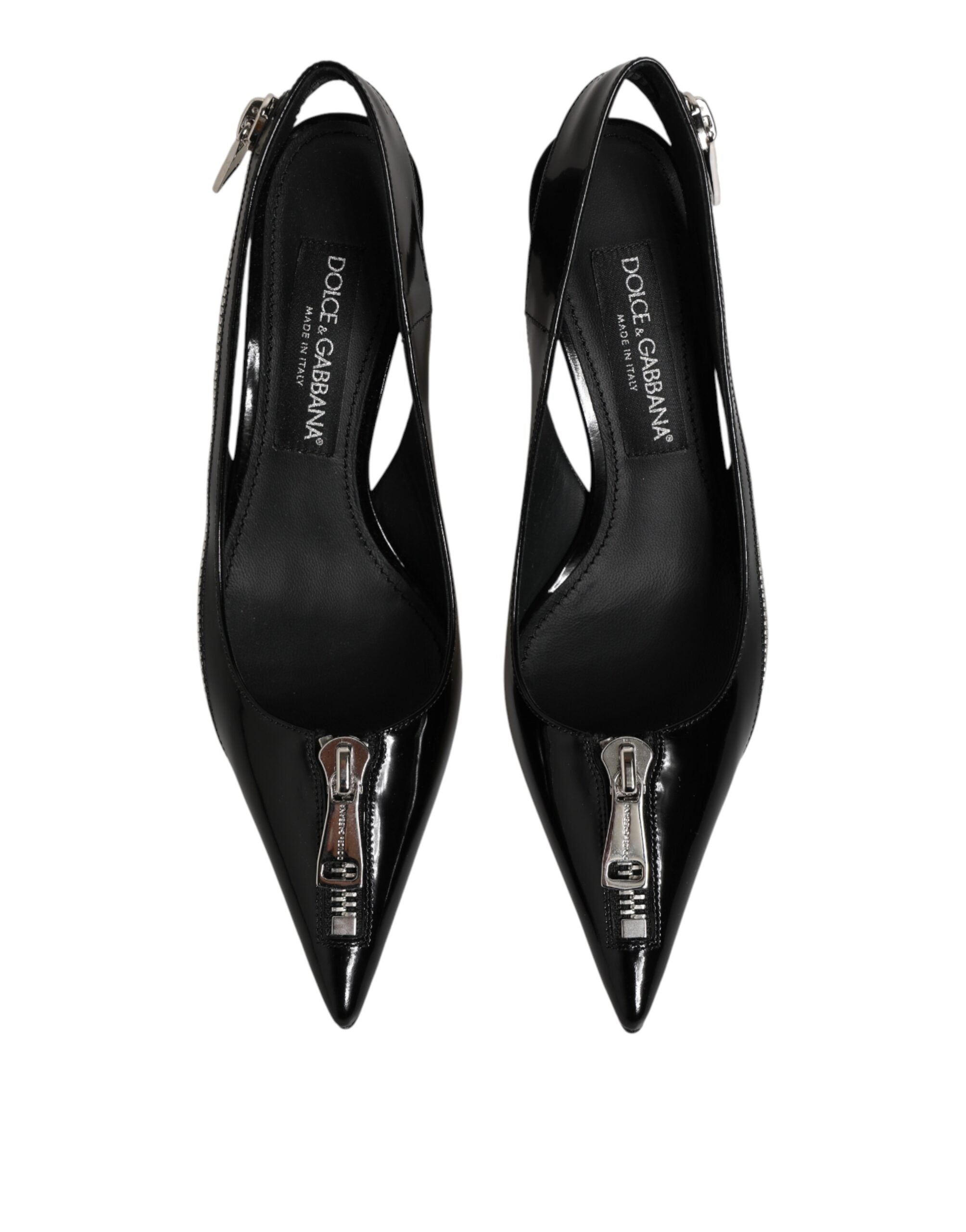 Zapatos de salón destalonados de piel negra con cremallera de Dolce & Gabbana-4