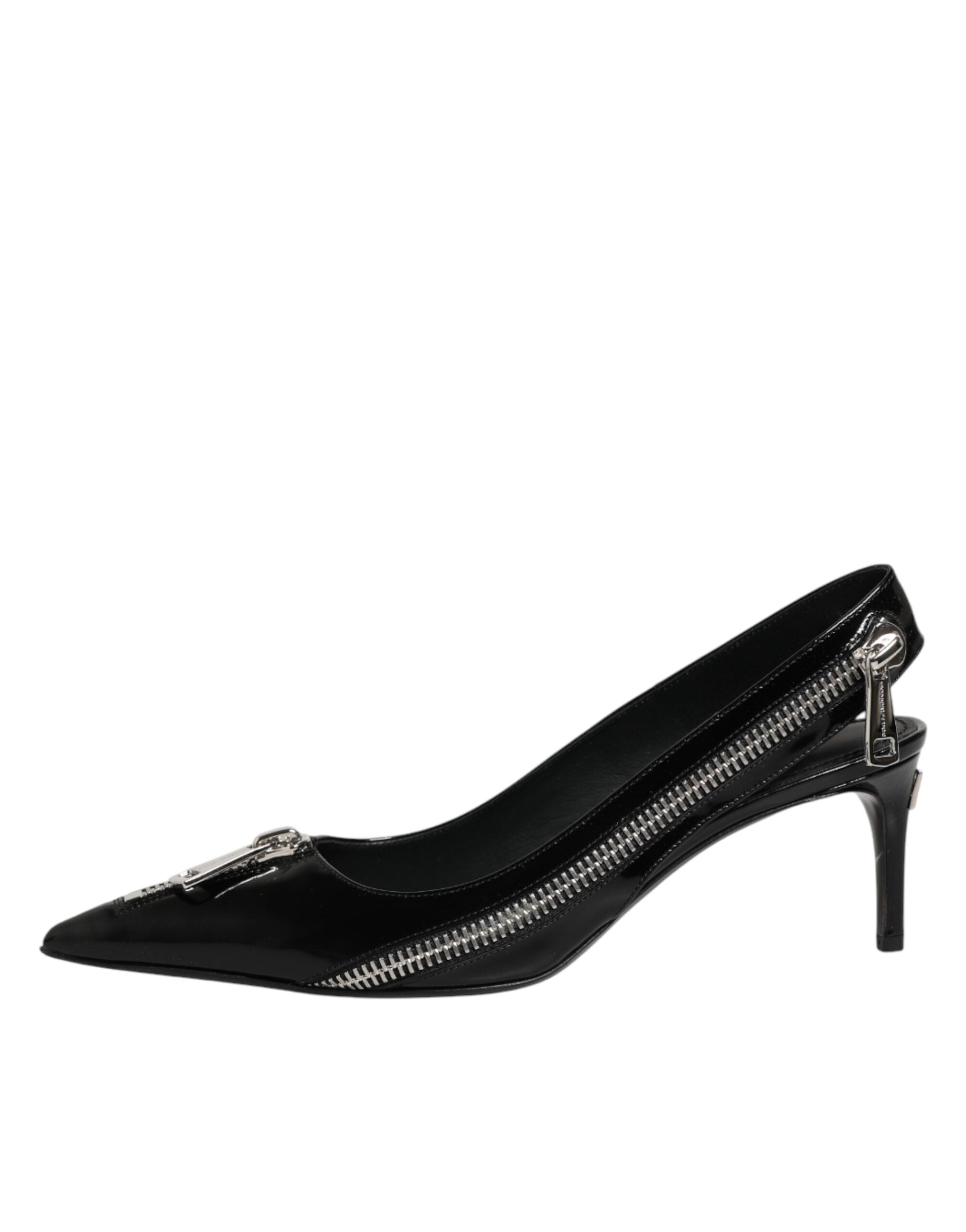 Zapatos de salón destalonados de piel negra con cremallera de Dolce & Gabbana-7