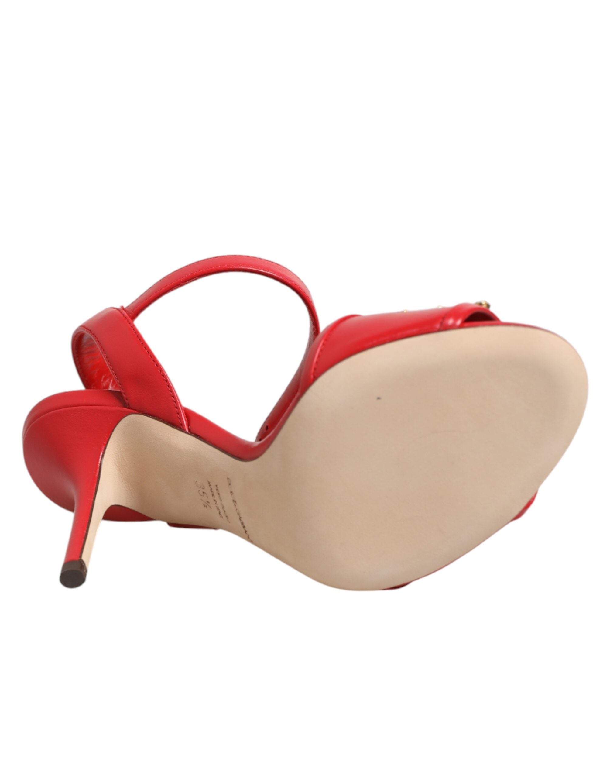 Dolce & Gabbana red leather sandals with DG AMORE heel-8