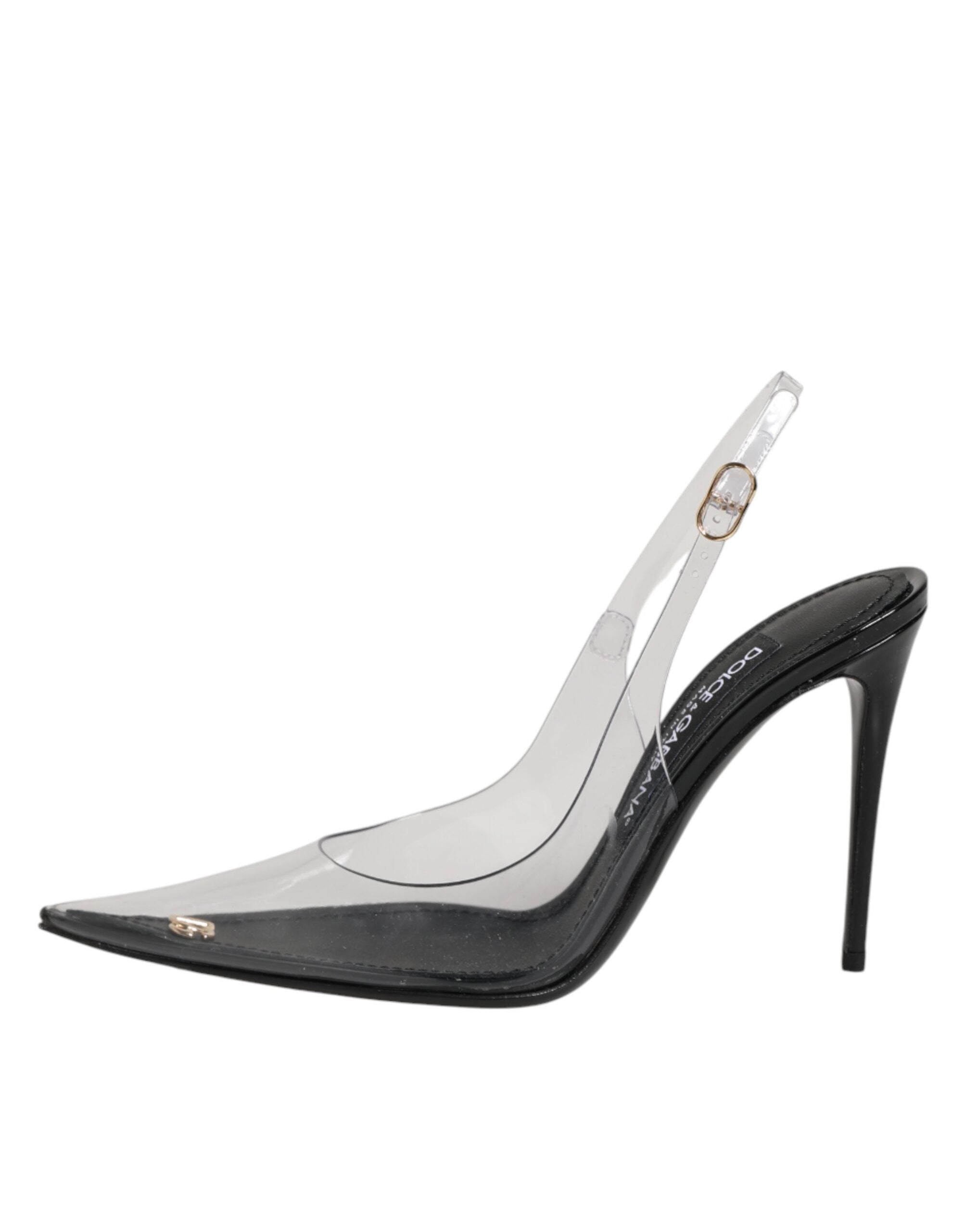 Dolce & Gabbana Black Leather Slingback Pumps with PVC Details-7