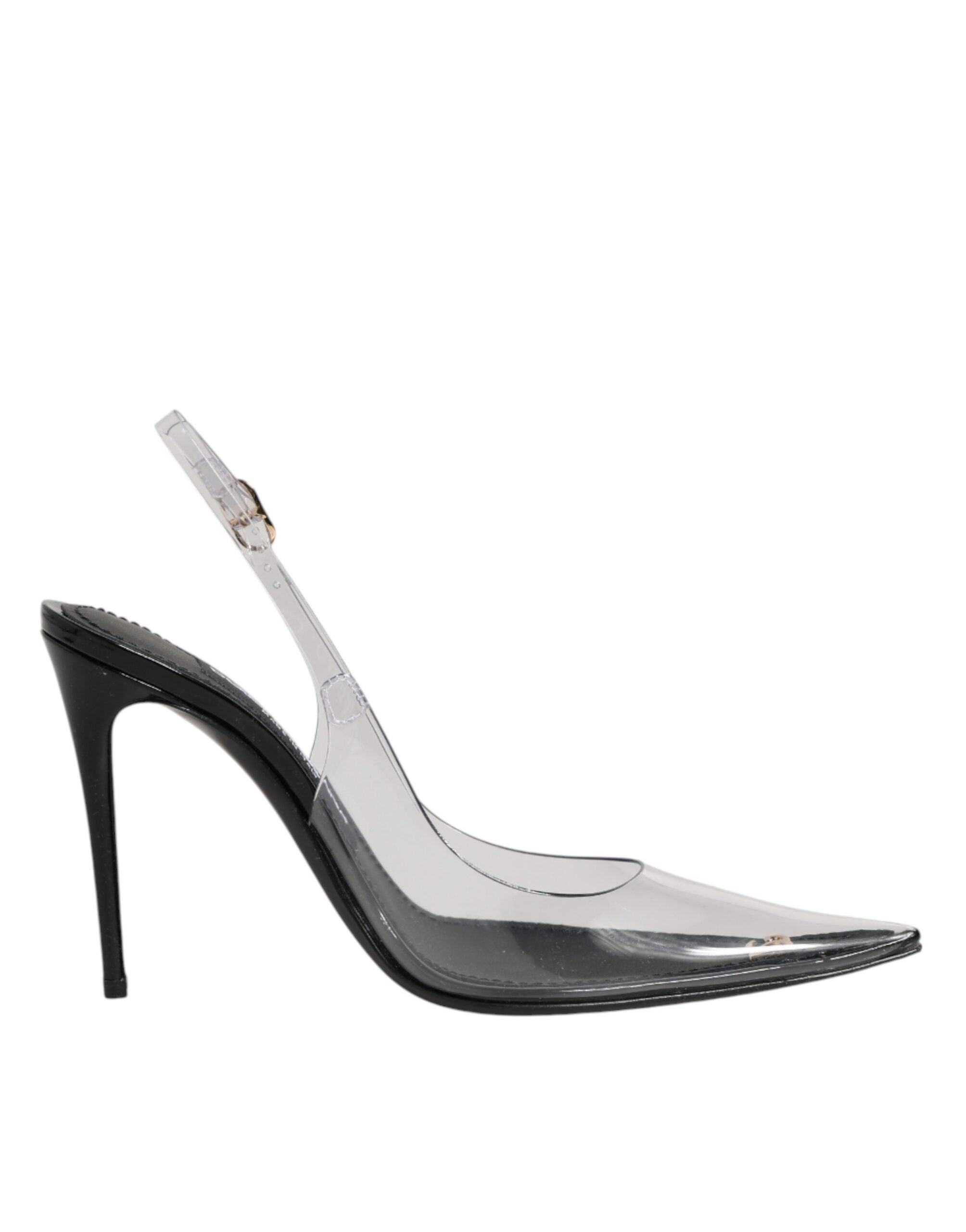 Dolce & Gabbana Black Leather Slingback Pumps with PVC Details-2