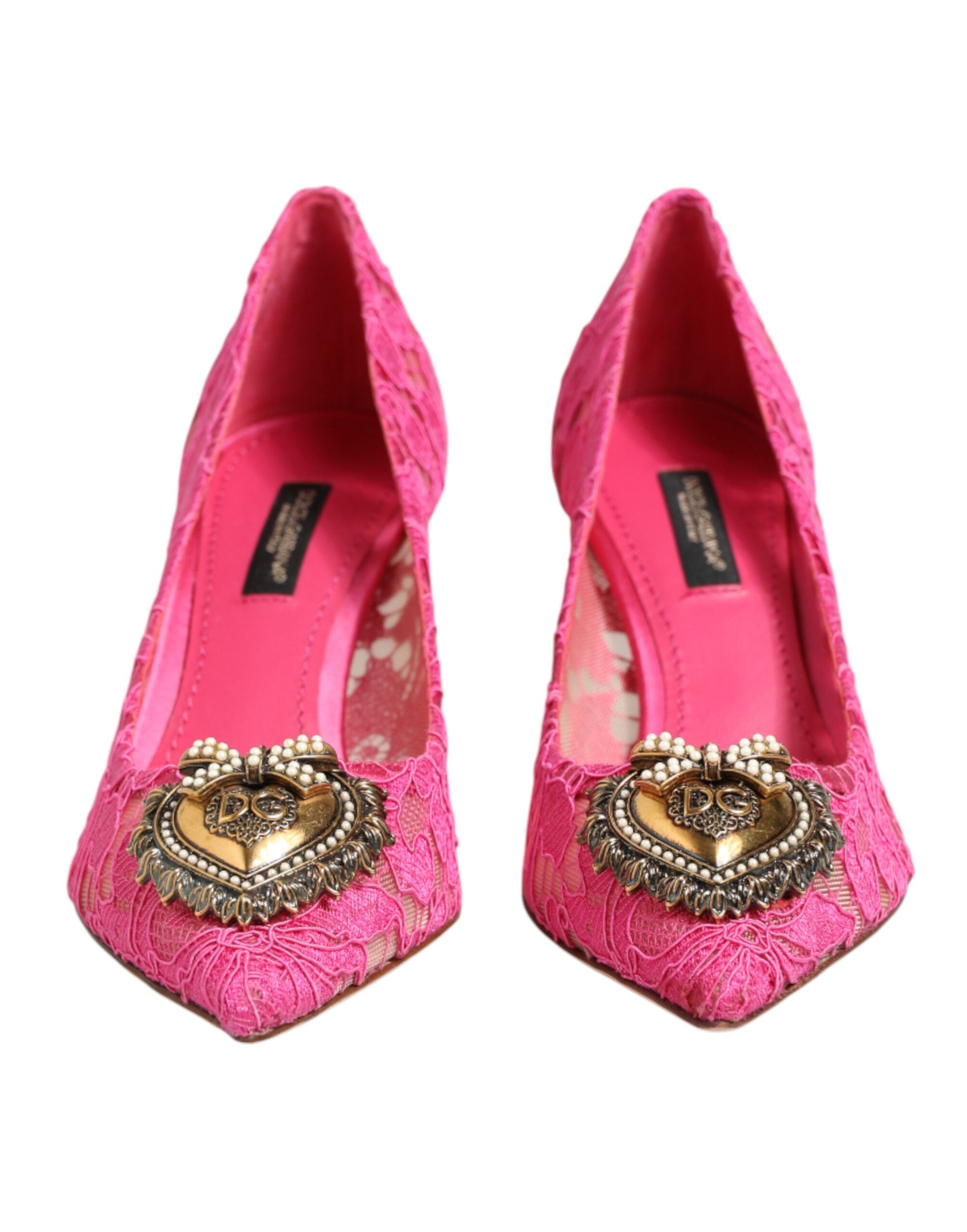Dolce & Gabbana Pink Taormina Lace DEVOTION Pumps-3