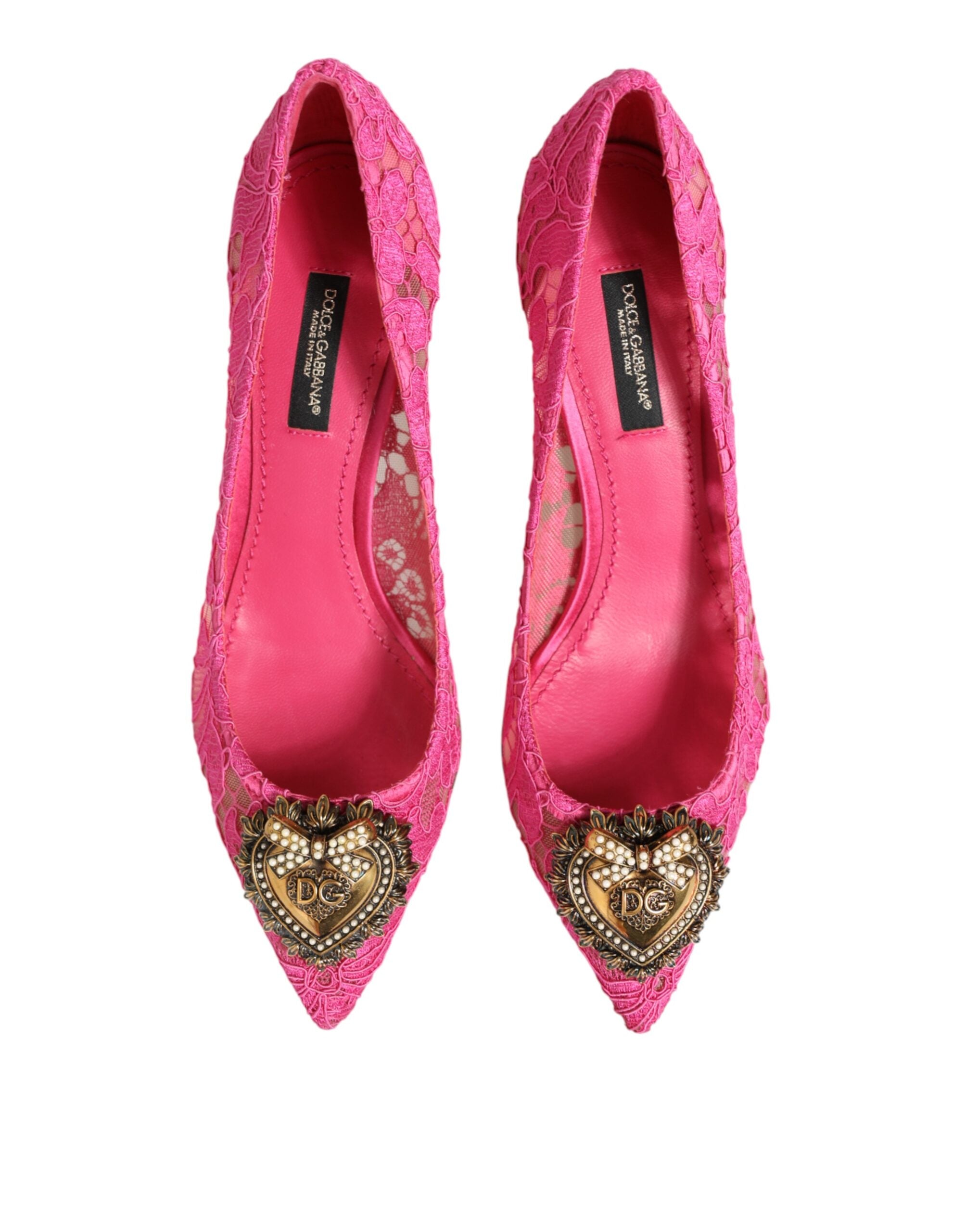 Dolce & Gabbana Pink Taormina Lace DEVOTION Pumps-4