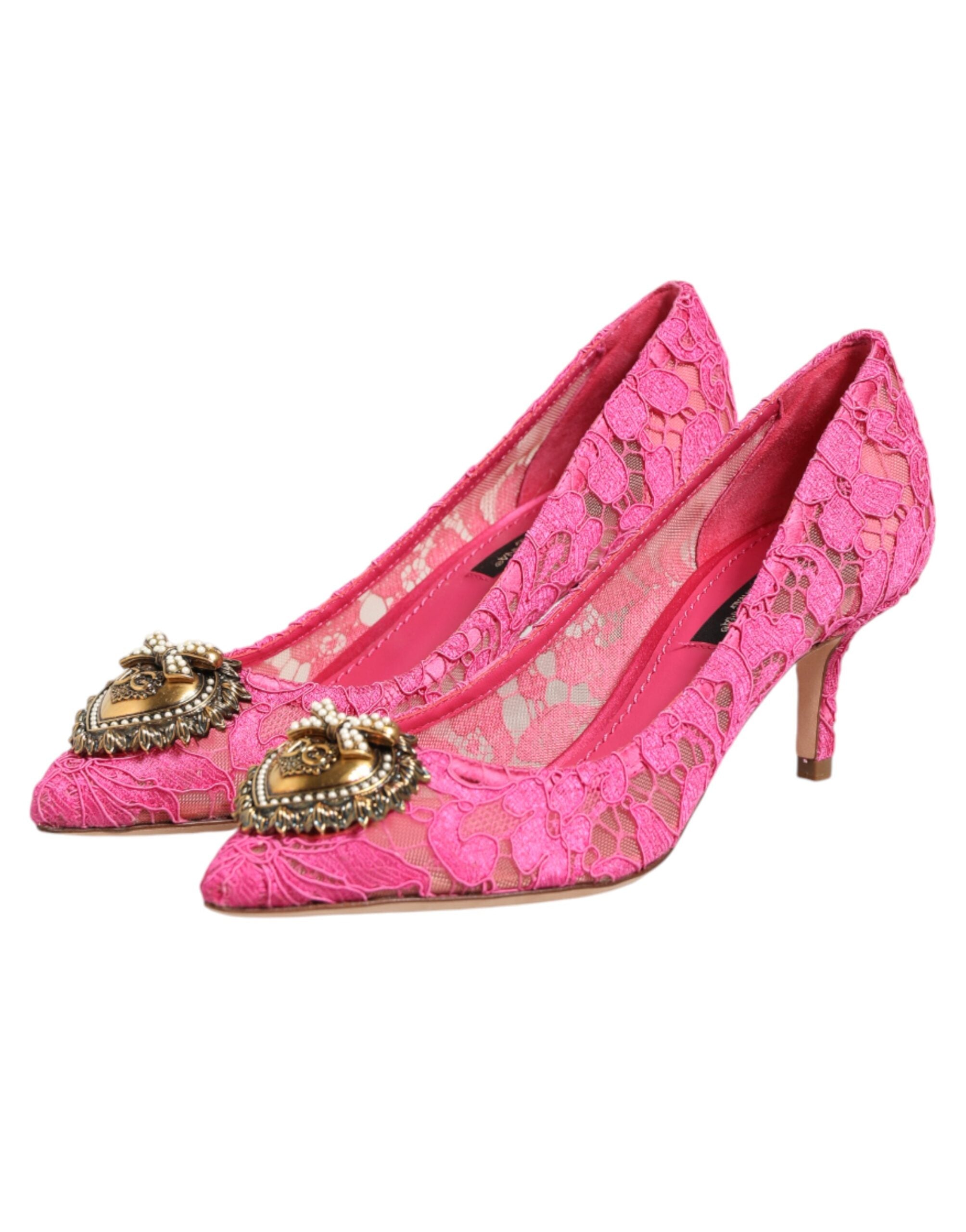 Dolce & Gabbana Pink Taormina Lace DEVOTION Pumps-5