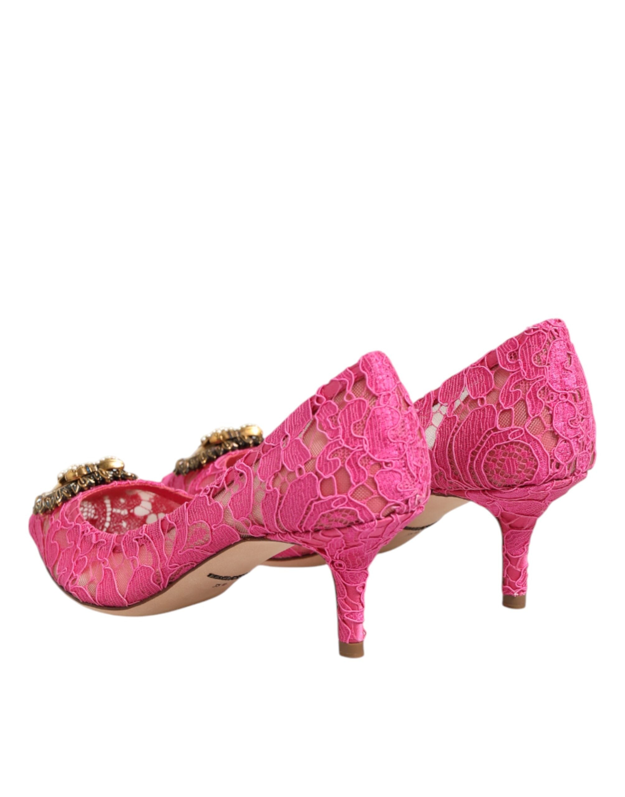 Dolce & Gabbana Pink Taormina Lace DEVOTION Pumps-6