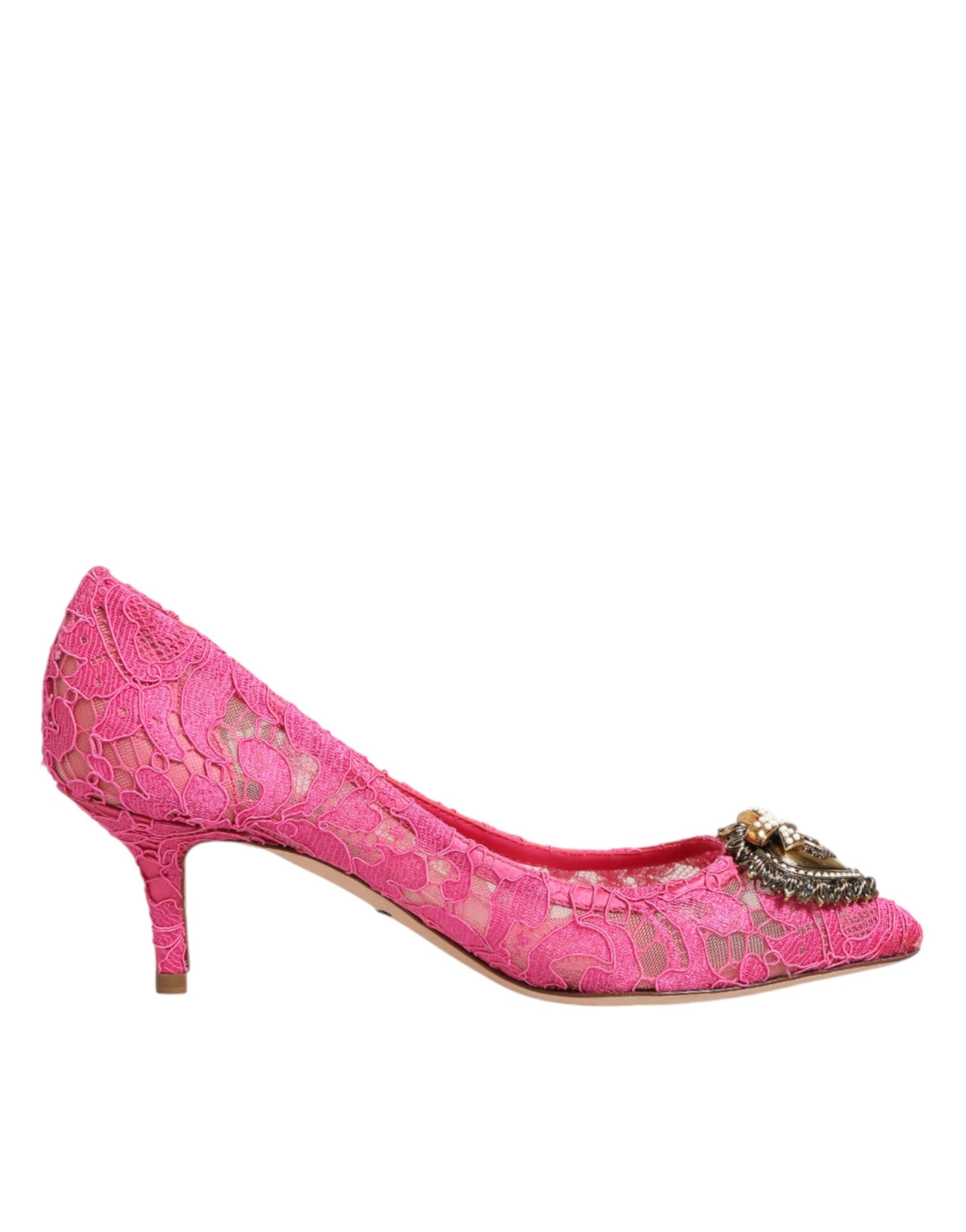 Dolce & Gabbana Pink Taormina Lace DEVOTION Pumps-2