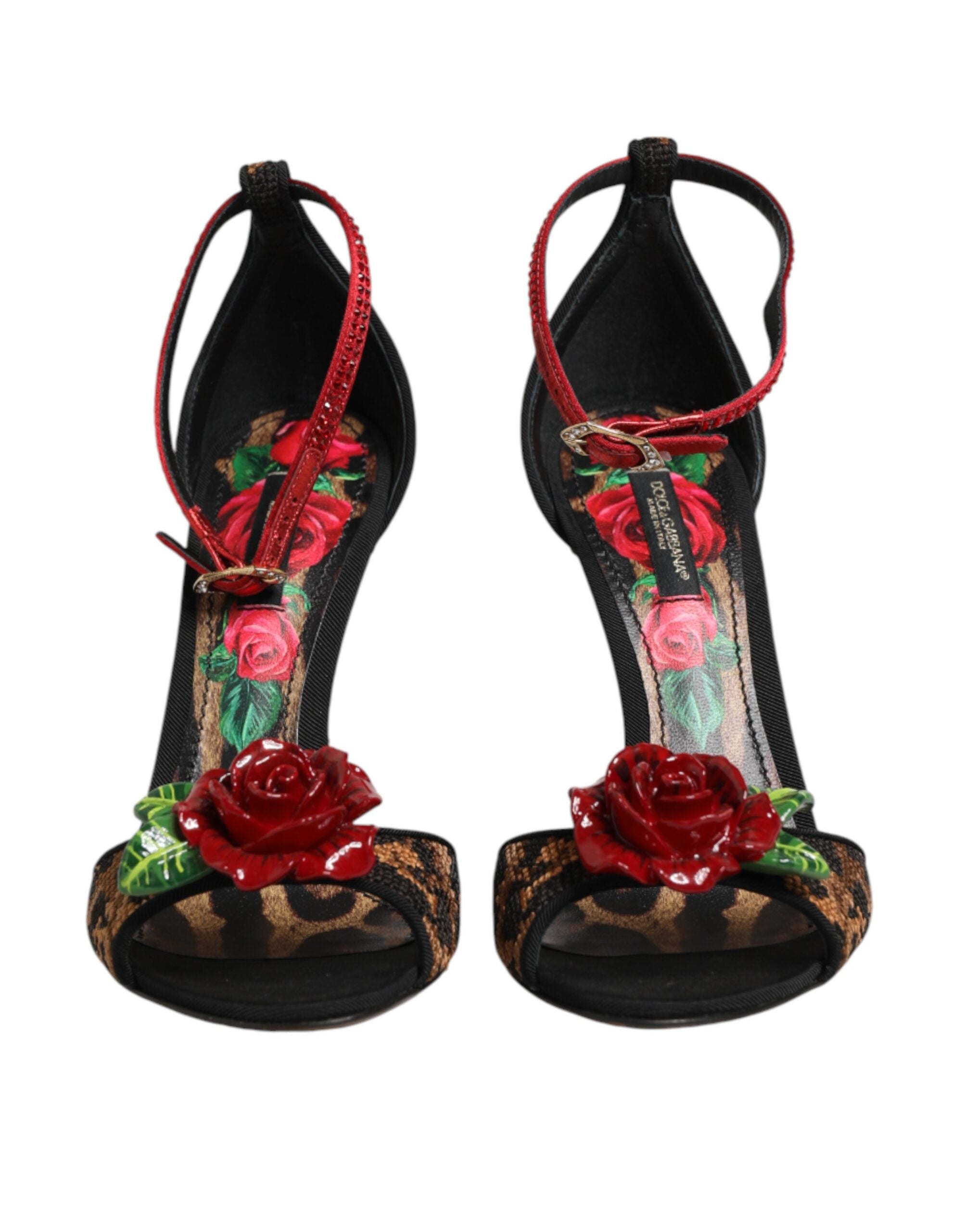Dolce & Gabbana Sandalen mit Leopardenmuster und Kristallrosen-3
