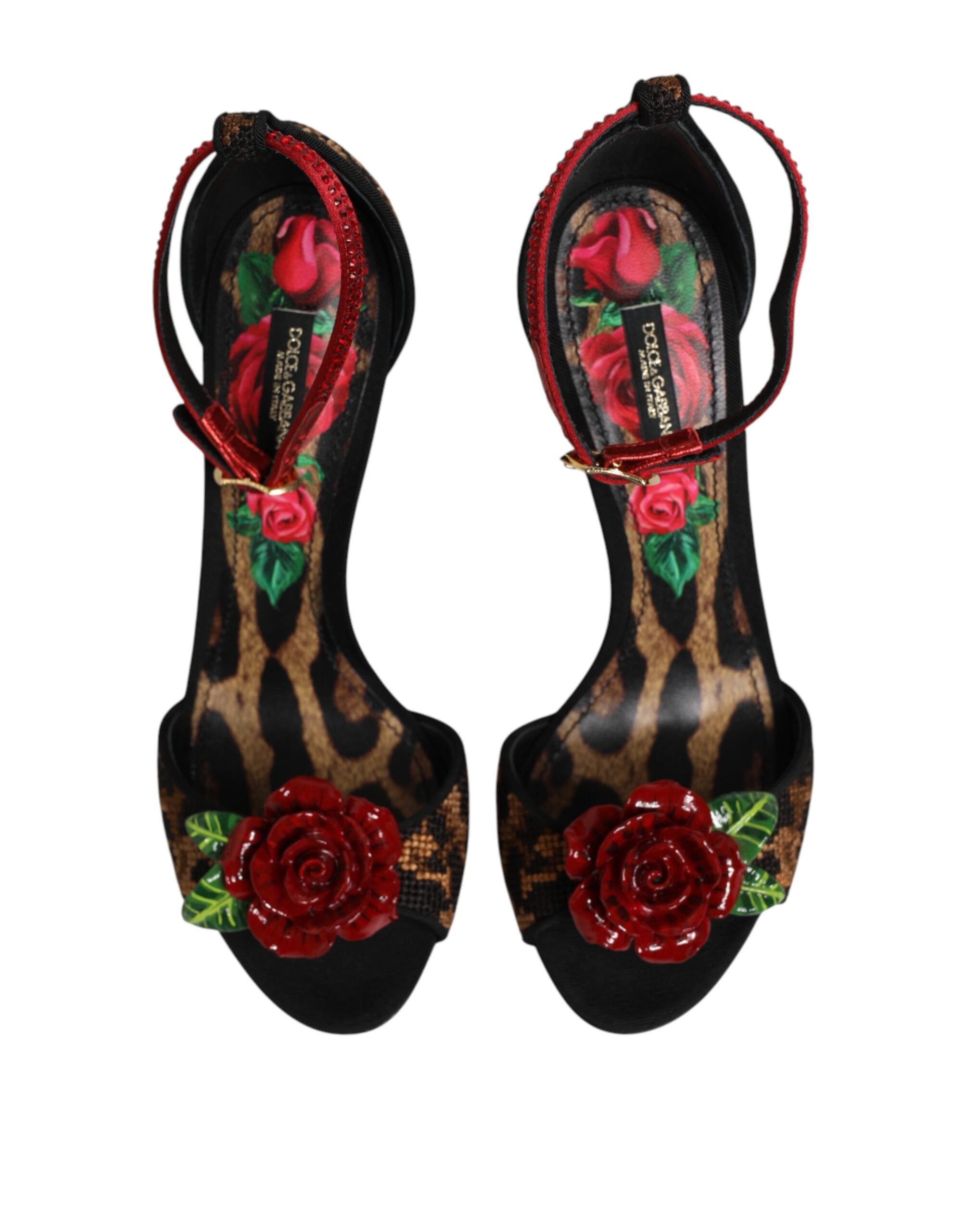 Dolce & Gabbana Sandalen mit Leopardenmuster und Kristallrosen-4