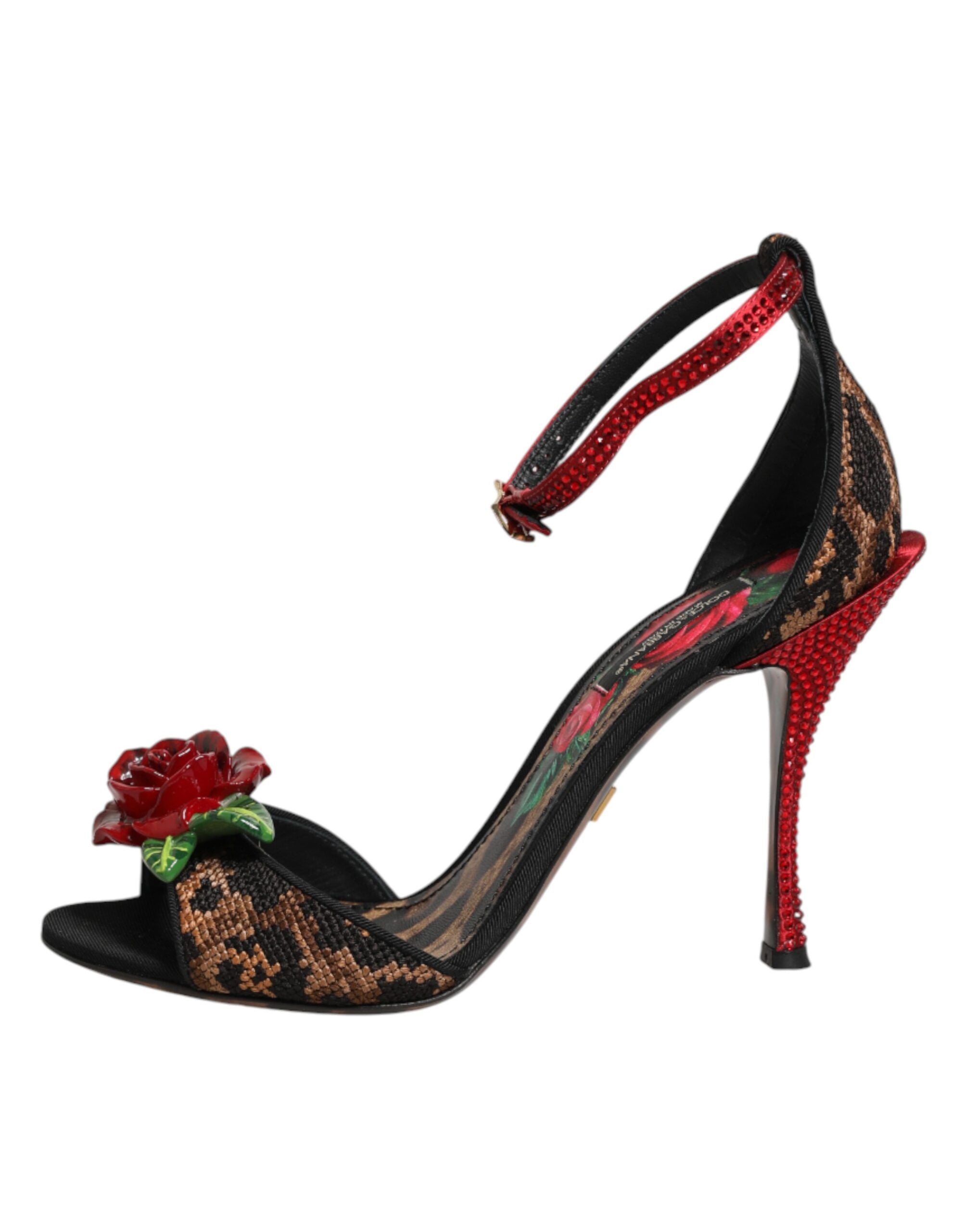 Dolce & Gabbana Sandalen mit Leopardenmuster und Kristallrosen-7