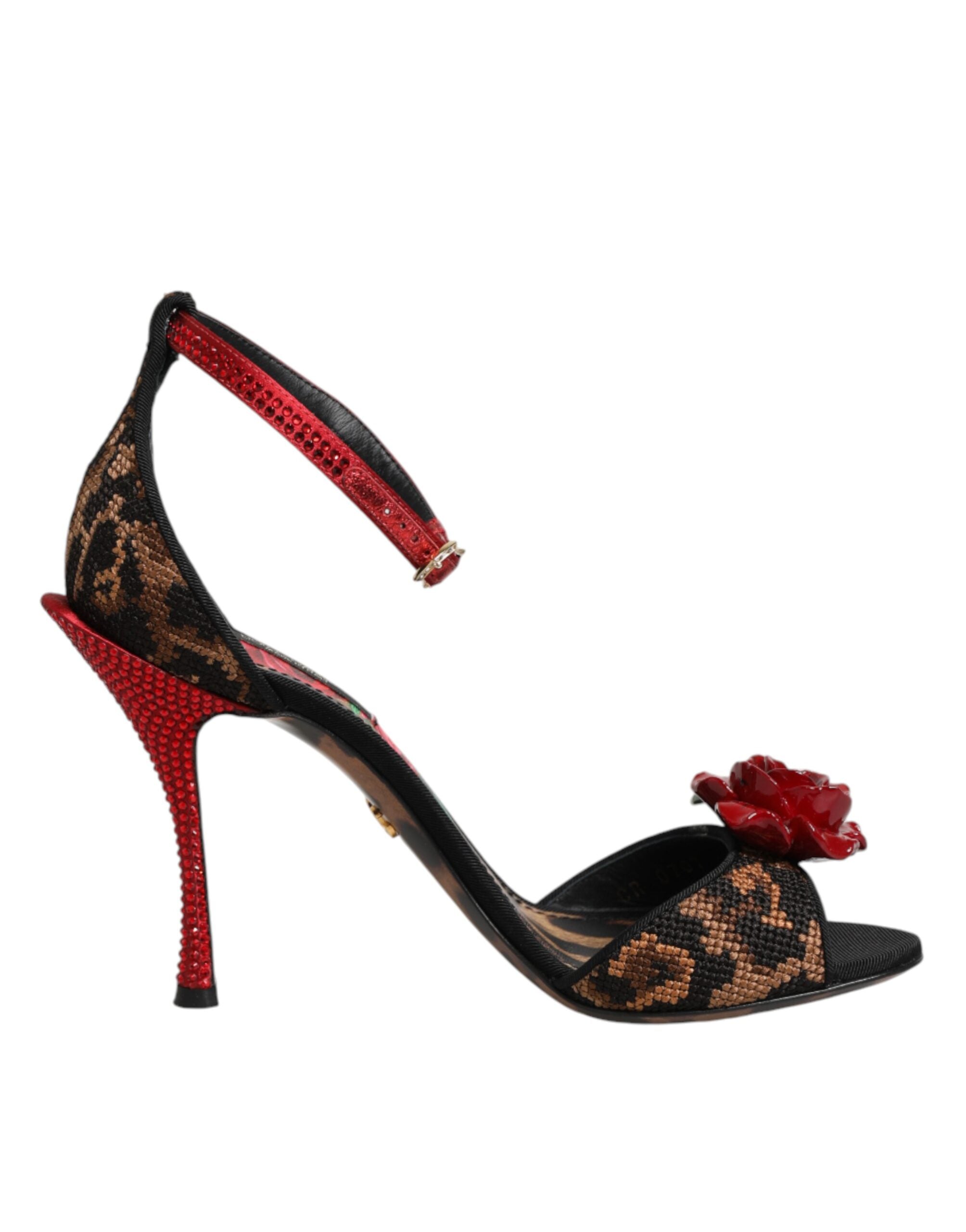 Dolce & Gabbana Sandalen mit Leopardenmuster und Kristallrosen-2