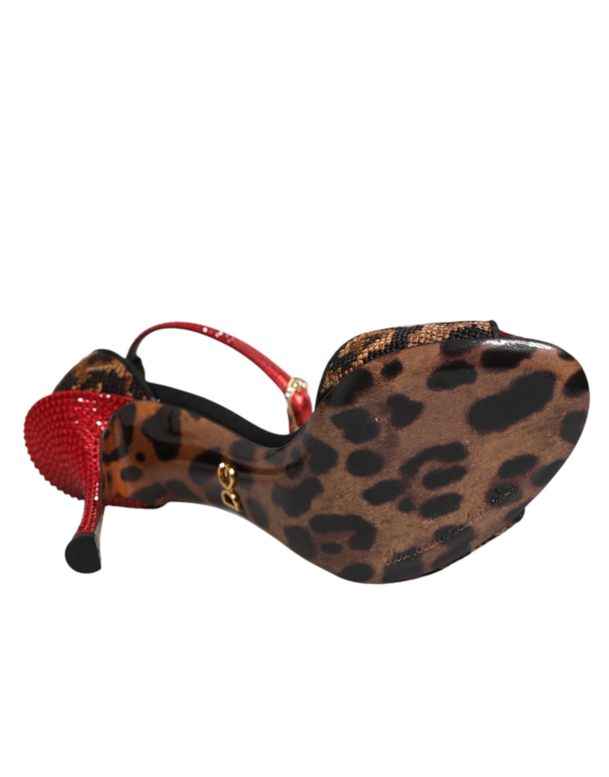 Dolce & Gabbana Sandalen mit Leopardenmuster und Kristallrosen-8