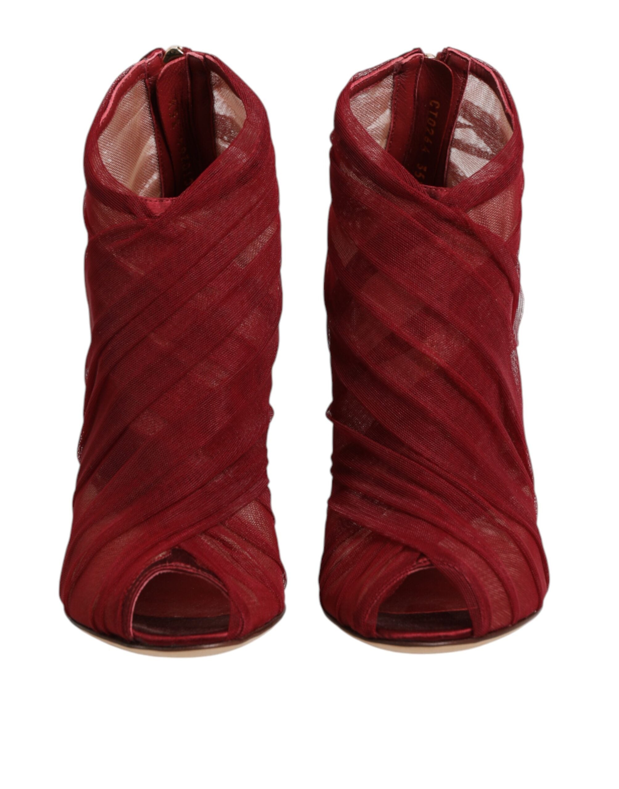 Dolce & Gabbana Rote Stiefelletten aus Tüll mit Stilettoabsatz-3