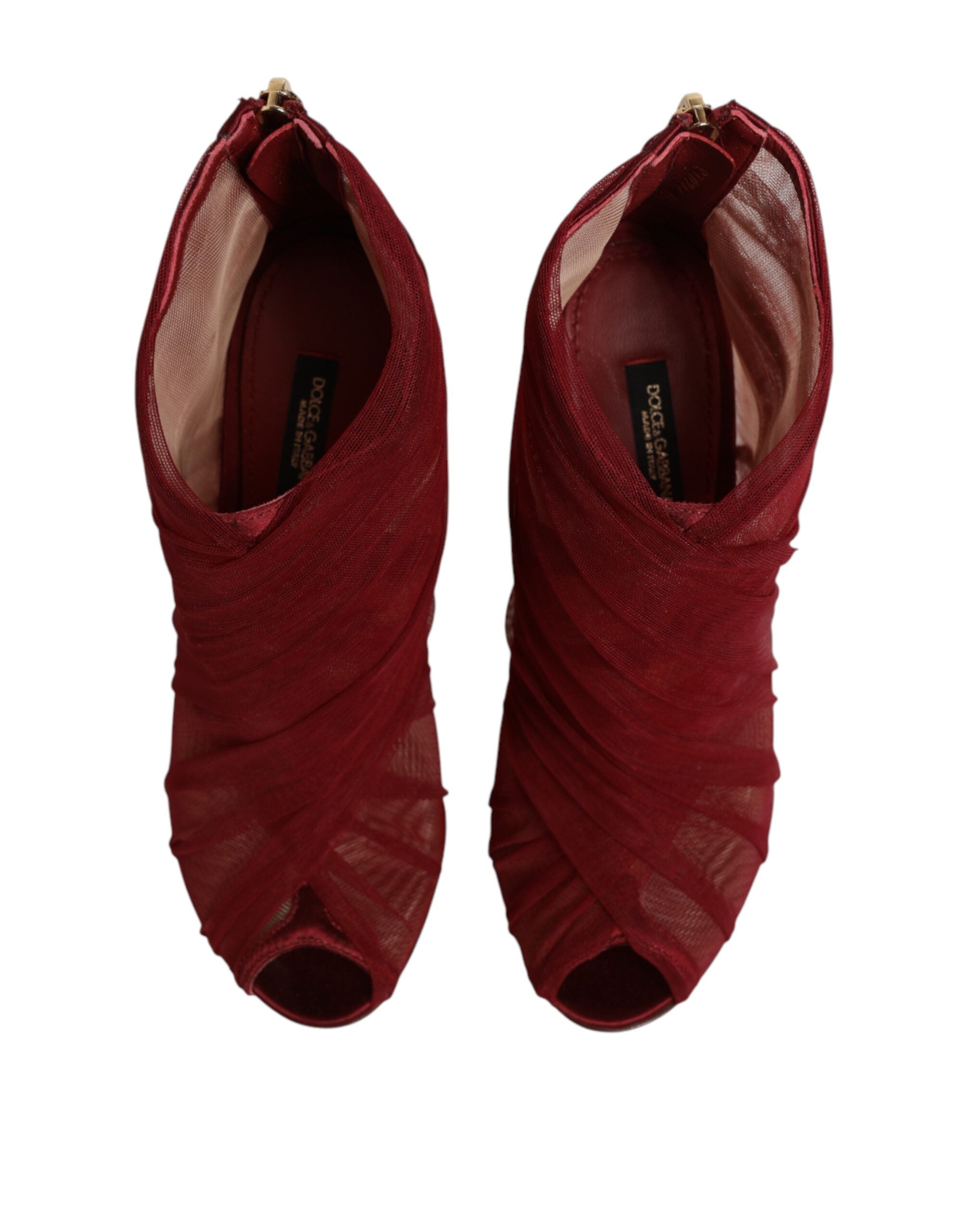 Dolce & Gabbana Rote Stiefelletten aus Tüll mit Stilettoabsatz-4