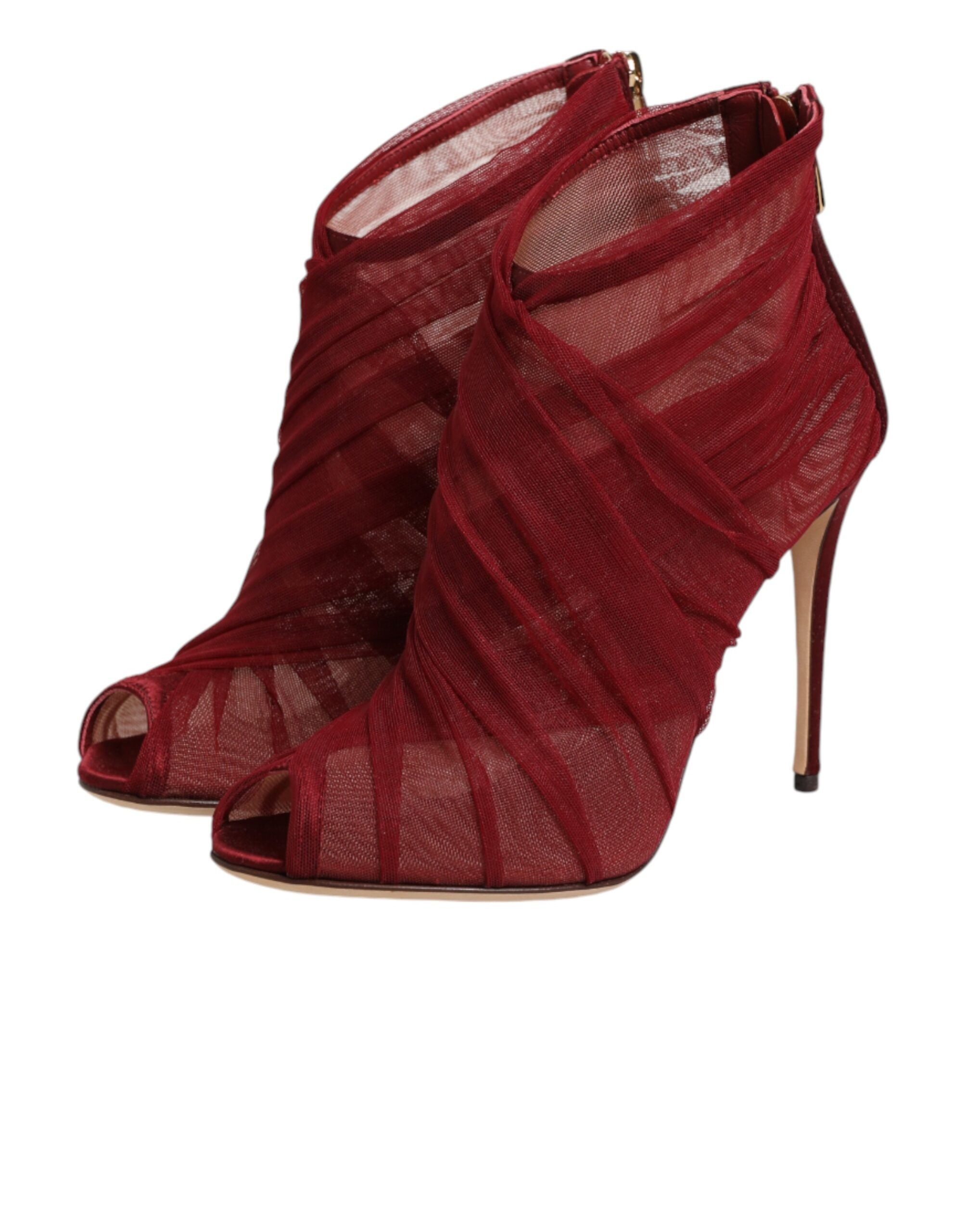 Dolce & Gabbana Rote Stiefelletten aus Tüll mit Stilettoabsatz-5