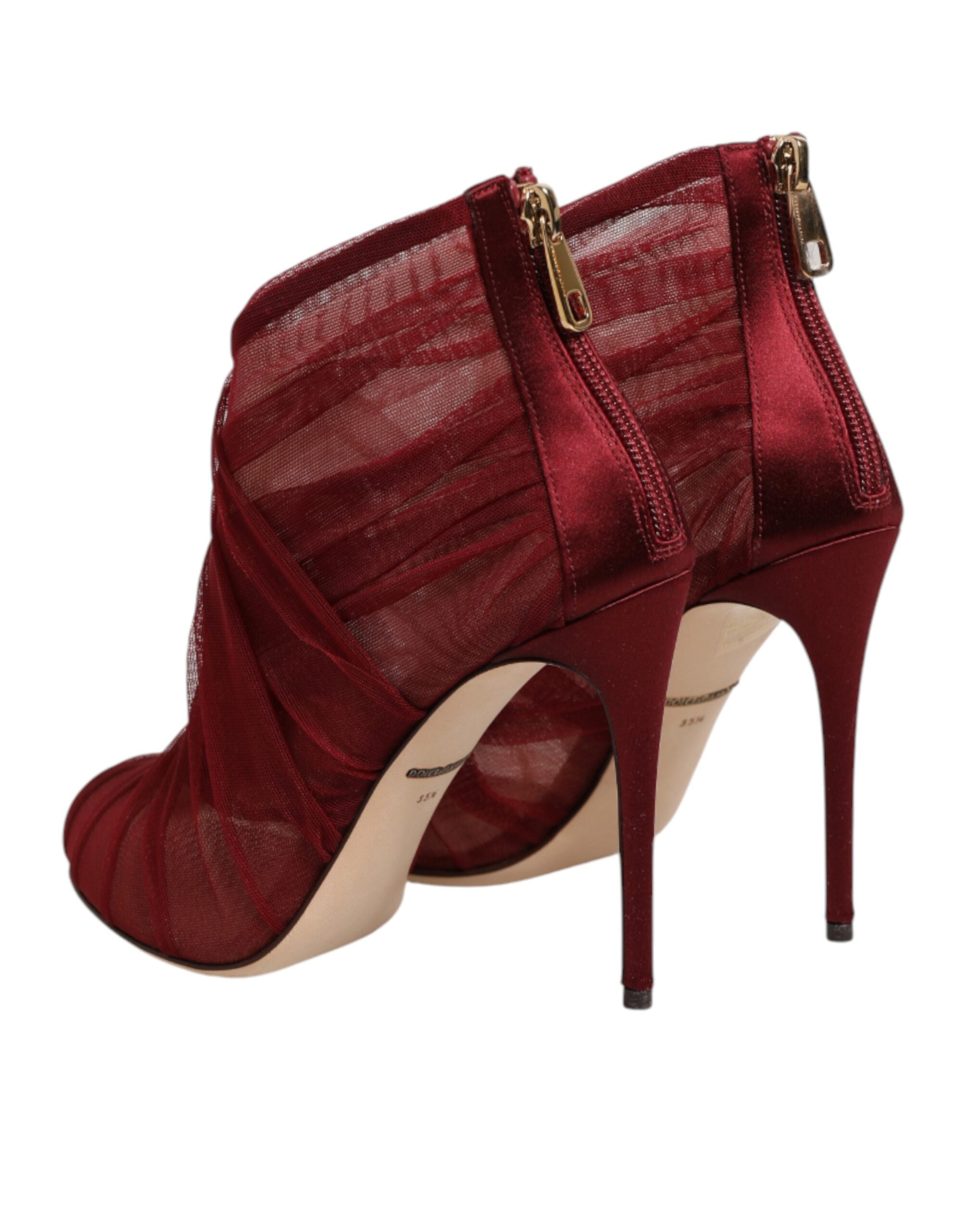 Dolce & Gabbana Rote Stiefelletten aus Tüll mit Stilettoabsatz-6