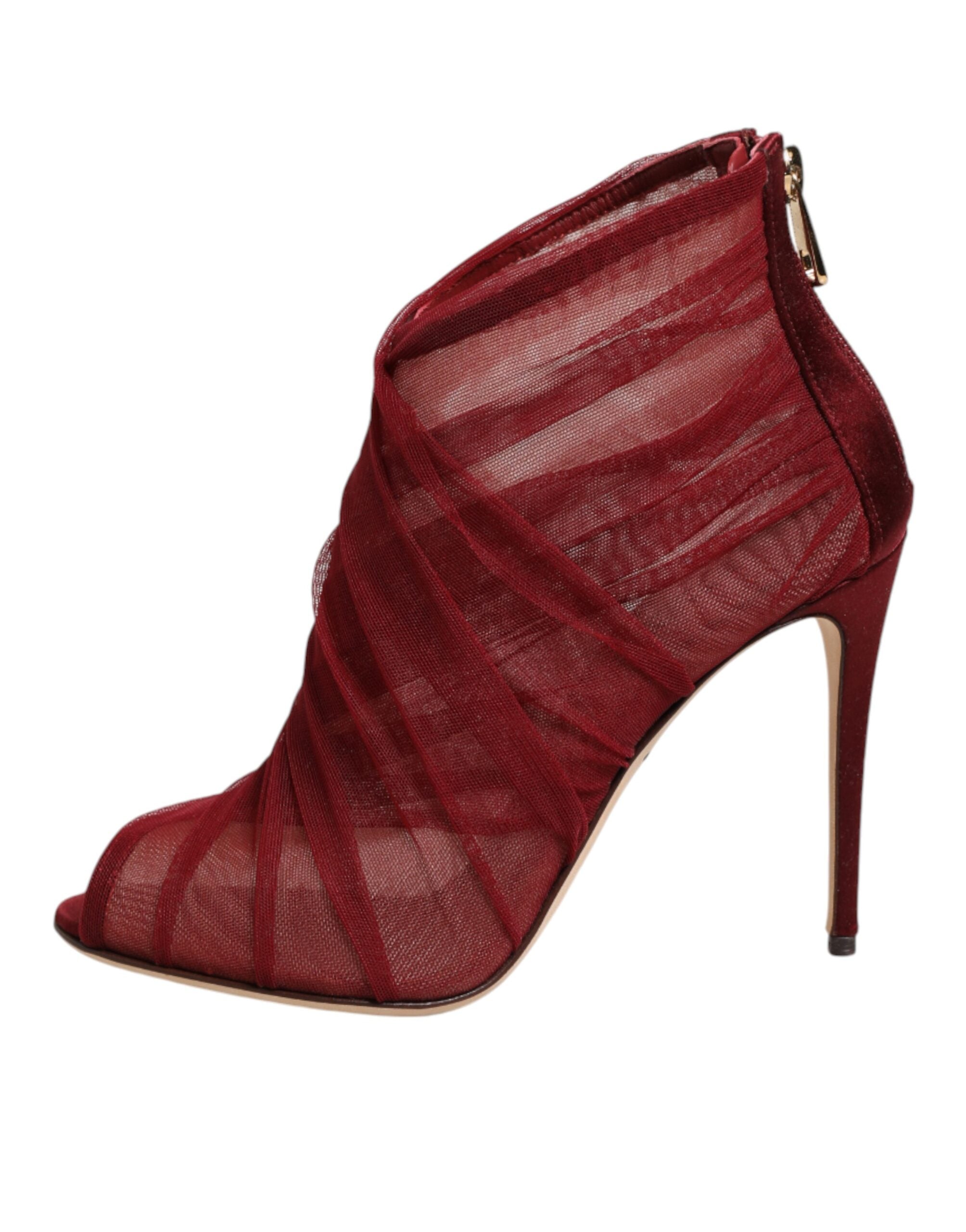 Dolce & Gabbana Rote Stiefelletten aus Tüll mit Stilettoabsatz-7